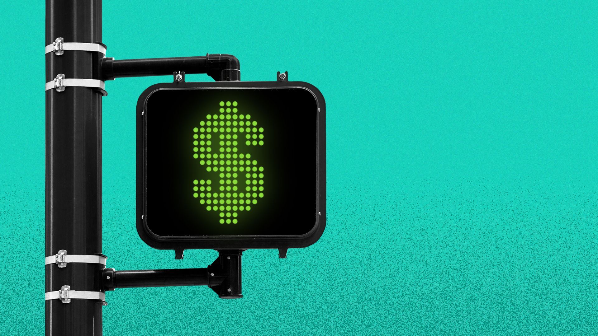 Illustration of a pedestrian crossing sign with a dollar sign.