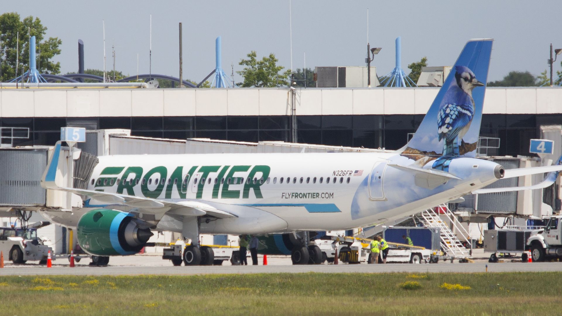 Frontier Airlines first ever flight to Portland International Airport.
