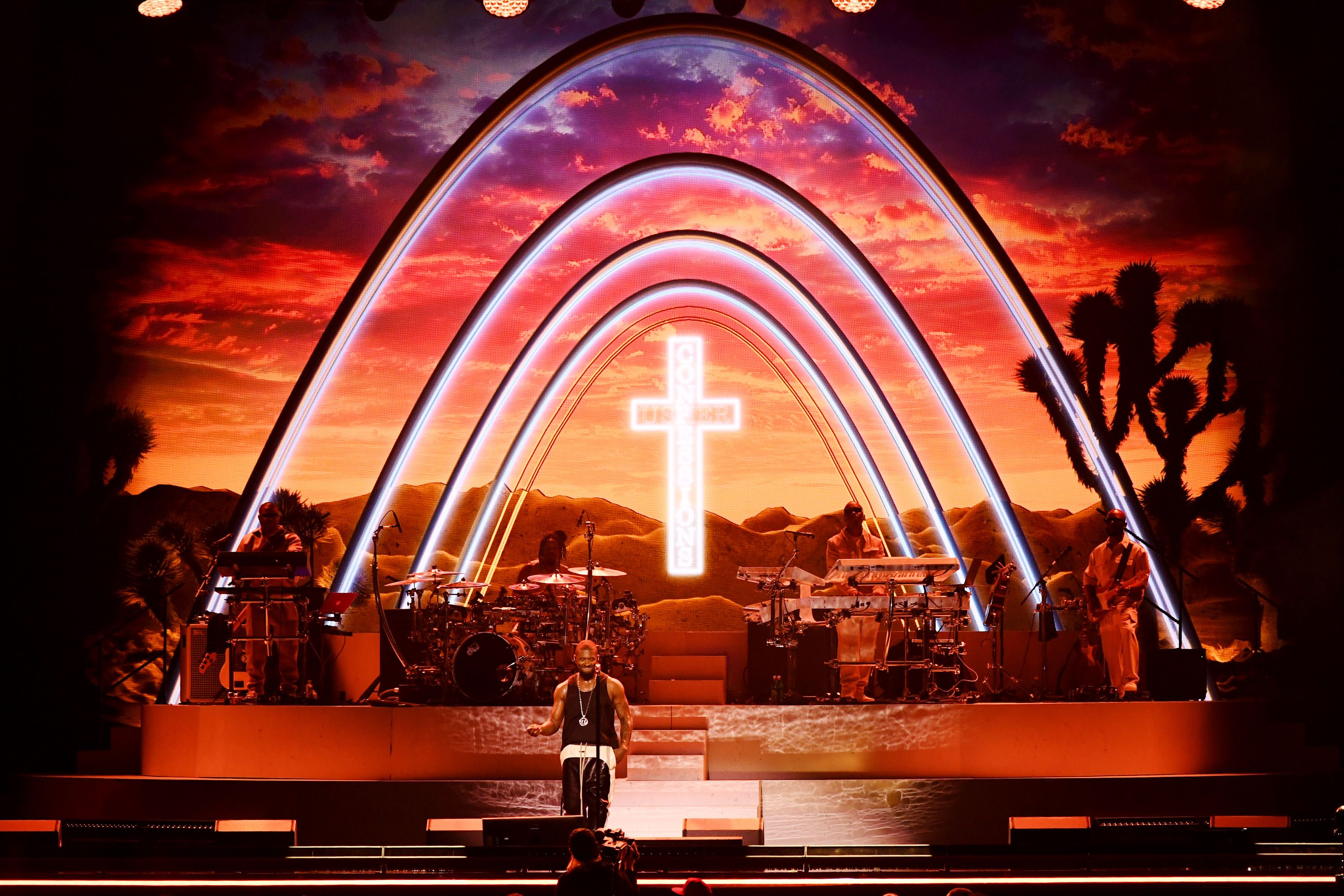 Photo shows Usher on stage