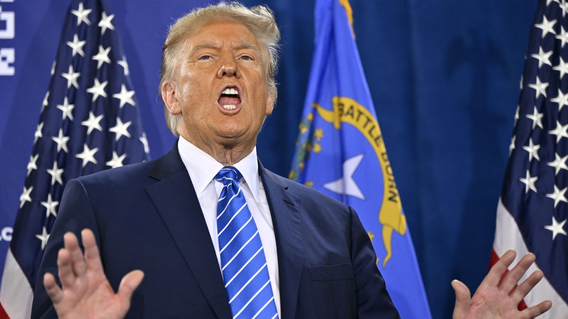 Former President Trump speaks and gestures