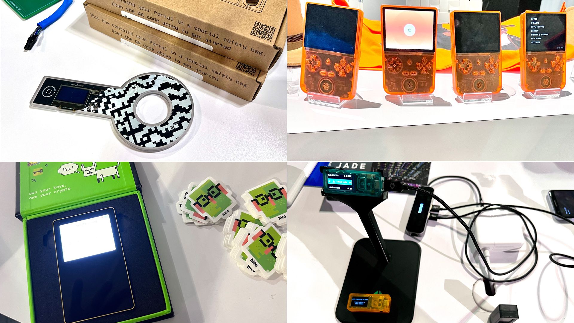 Four different electronic devices shown in a collage of images. 