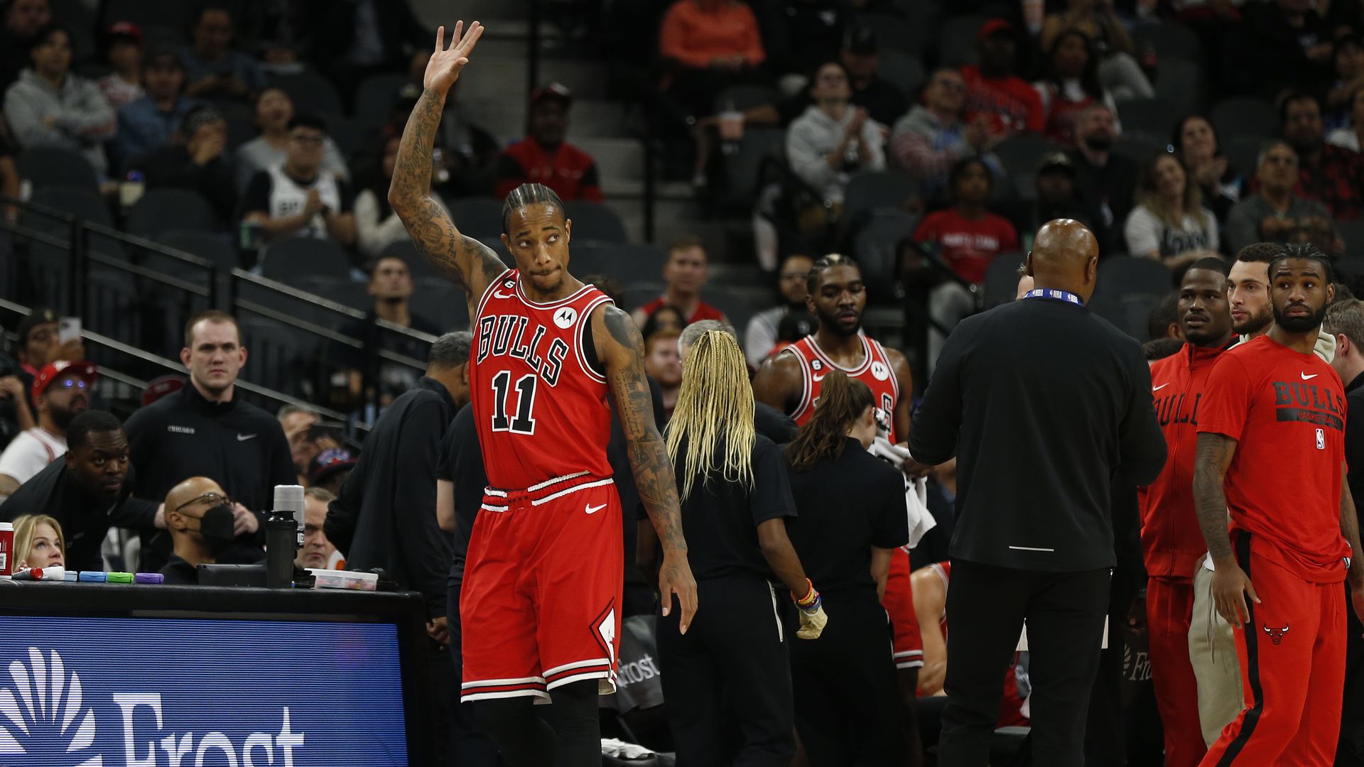 DeMar DeRozan waves to the crowd