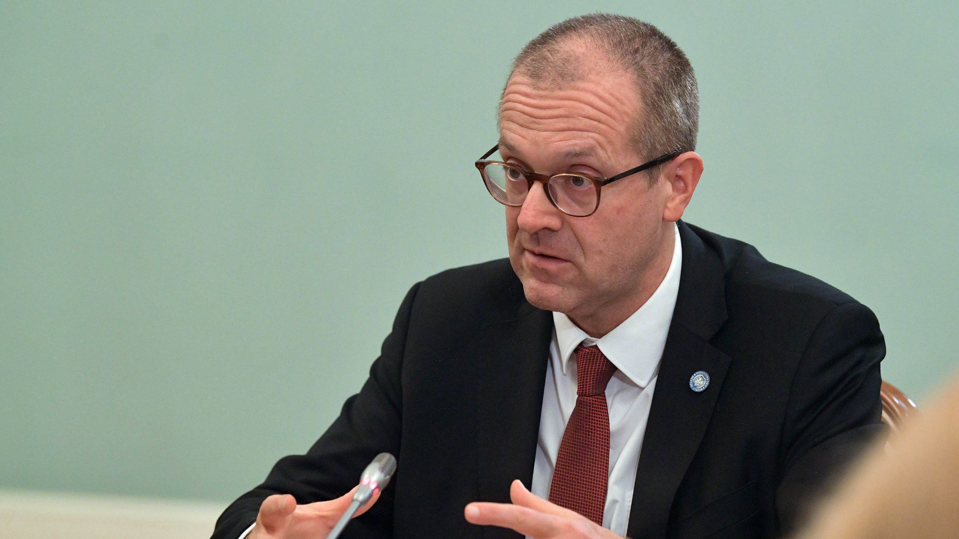 World Health Organization (WHO) Regional Director for Europe Hans Kluge during a meeting with Russia's Prime Minister in Russia