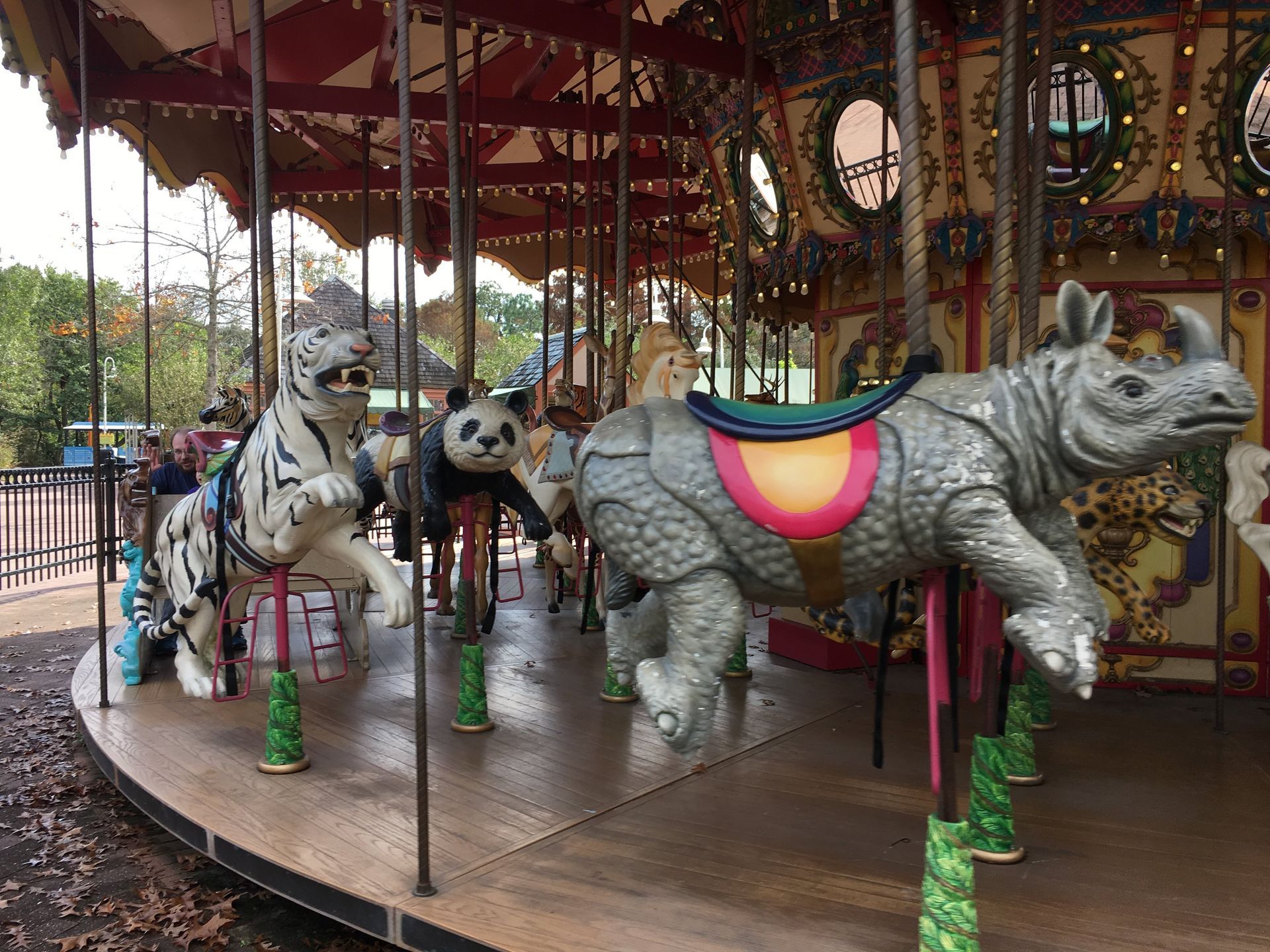 Image shows animals on a carousel.