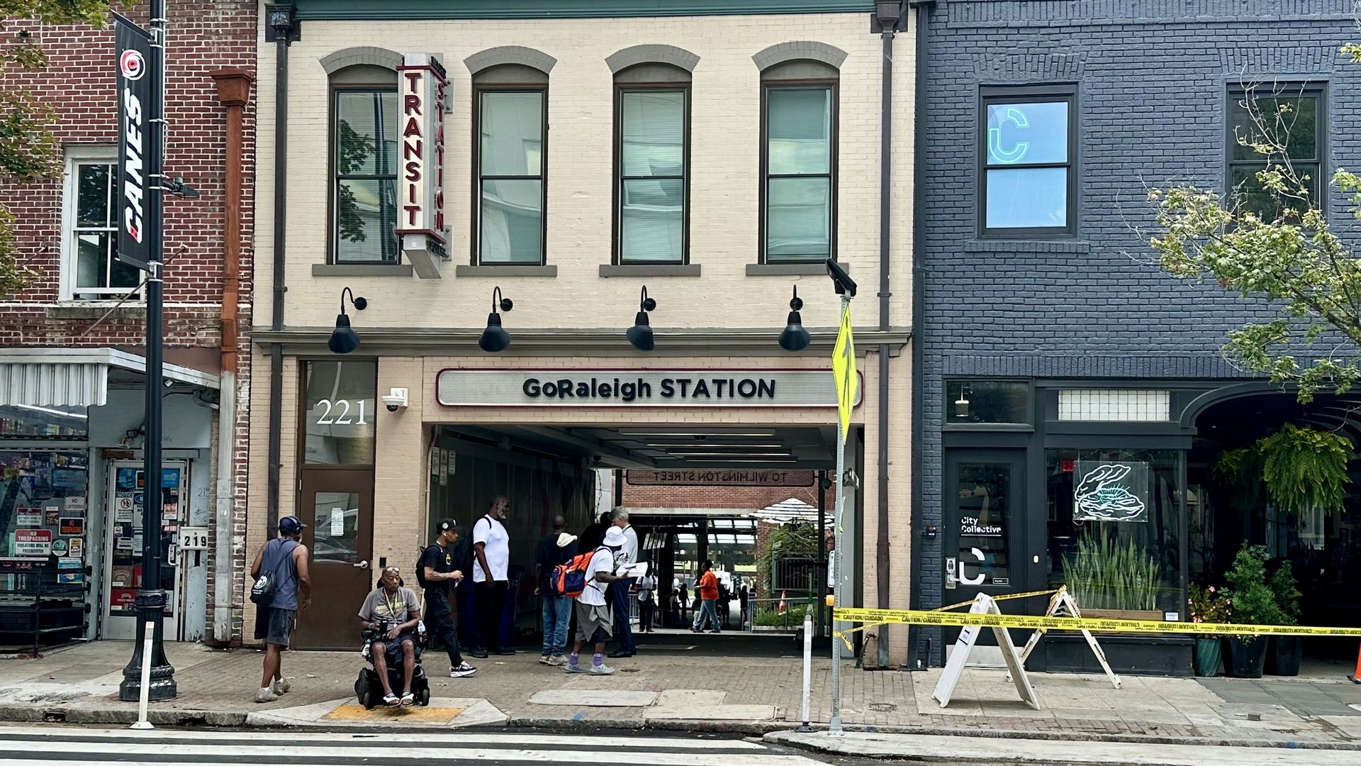 The pedestrian entrance to GoRaleigh station on Wilmington Street in downtown Raleigh. Photo: Zachery Eanes/Axios