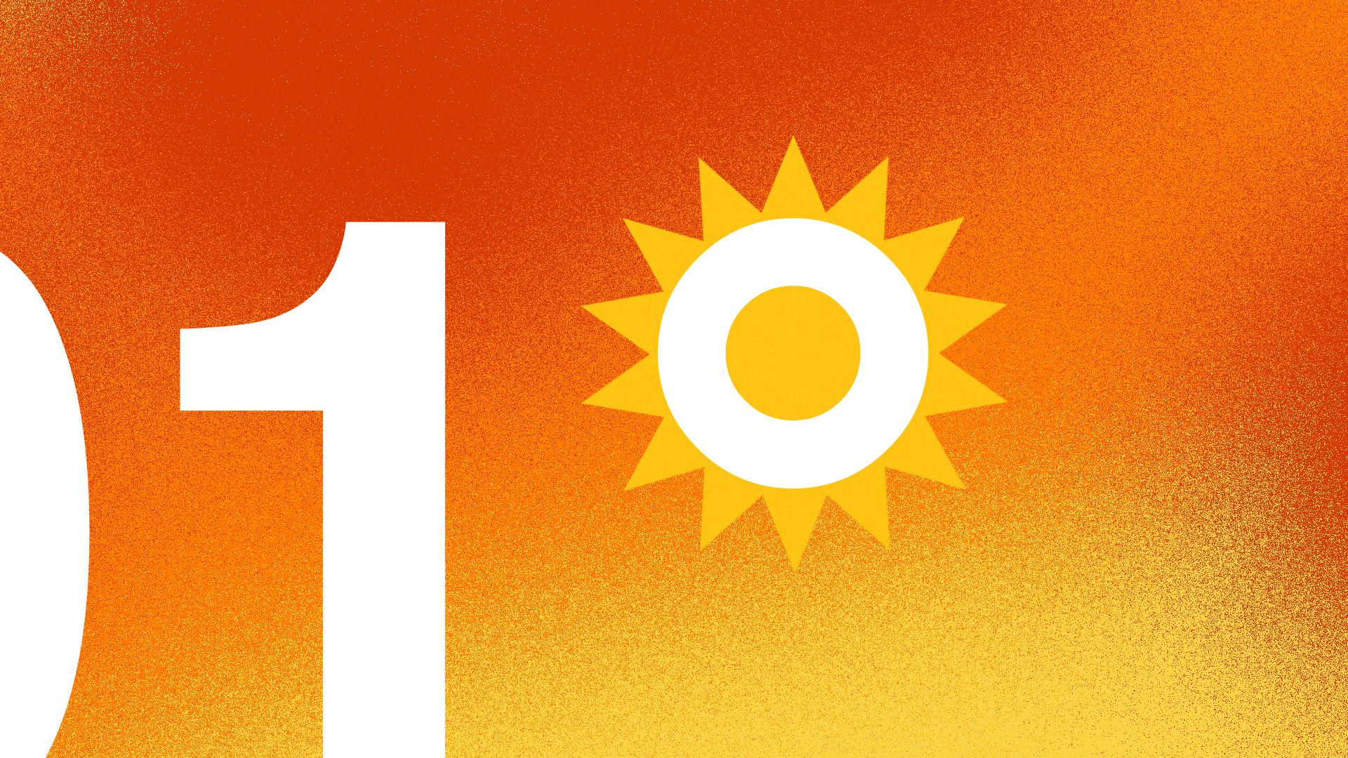 Illustration of a sun as the degree symbol, while the temperature digits increase.