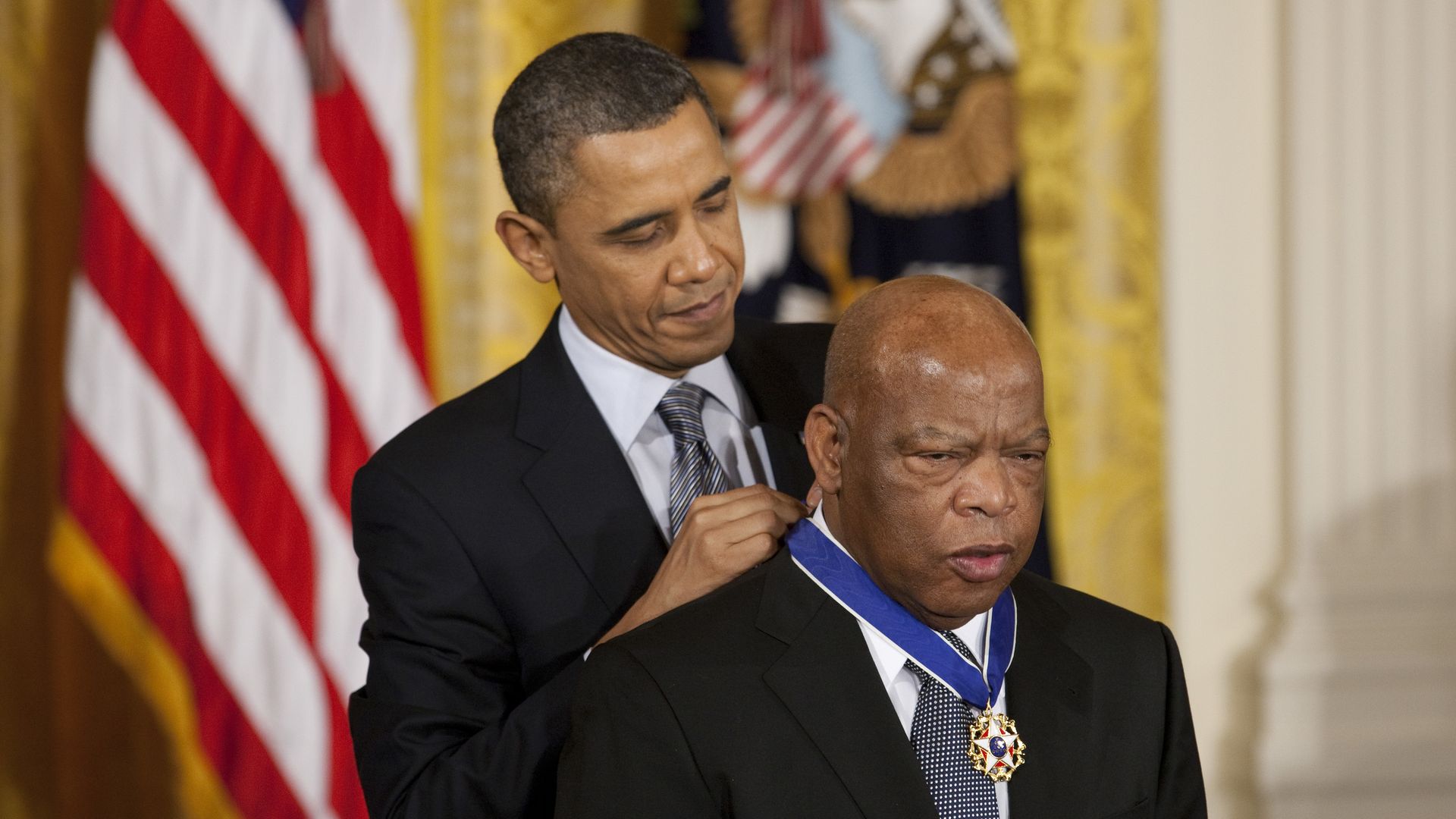 Then-President Barack Obama awards the Medal of Freedom to Rep. John Lewis at the White House in Washington, D.C., in 2011. Photo: Brooks Kraft LLC/Corbis via Getty Images