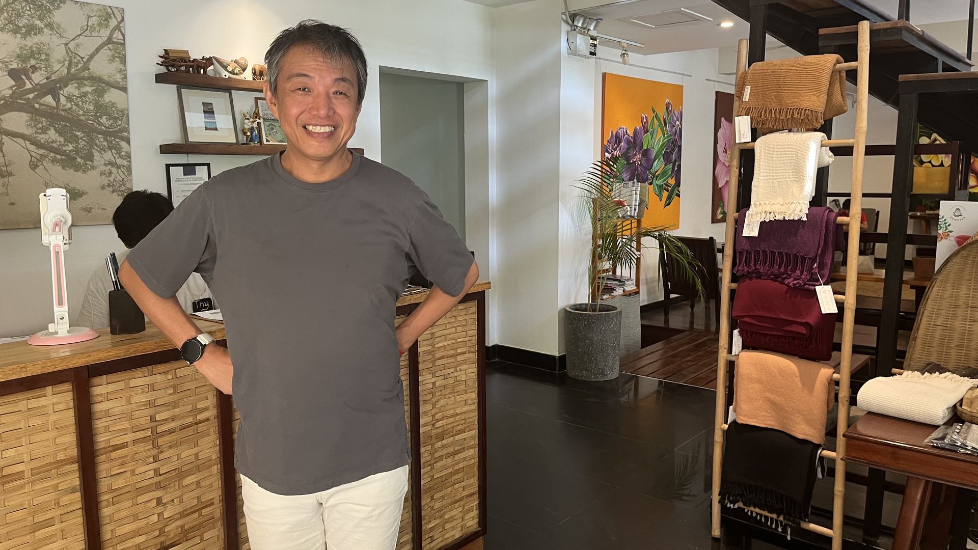 Owner Susumu Kuroda at the iRoHa Garden Hotel & Resort in Phnom Penh, Cambodia, on March 20, 2023.