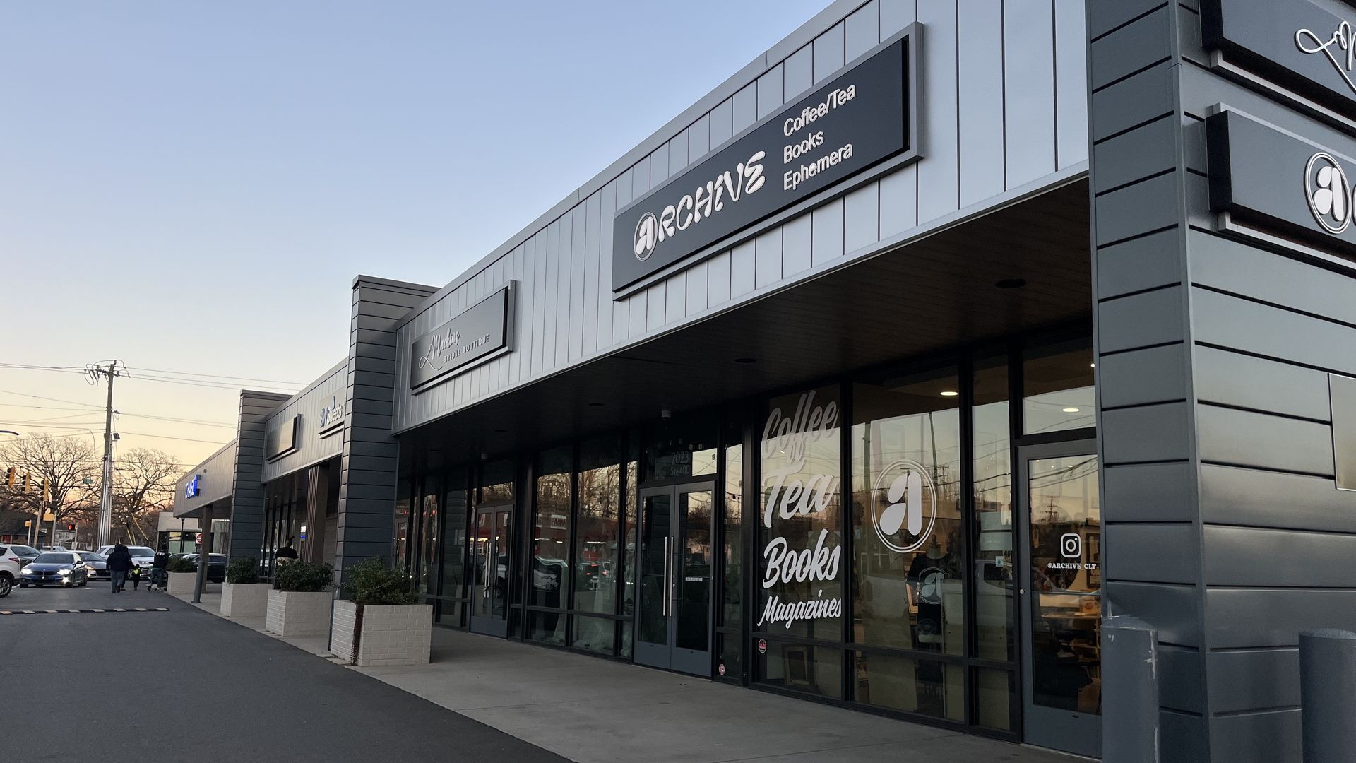 shopping plaza with several stores