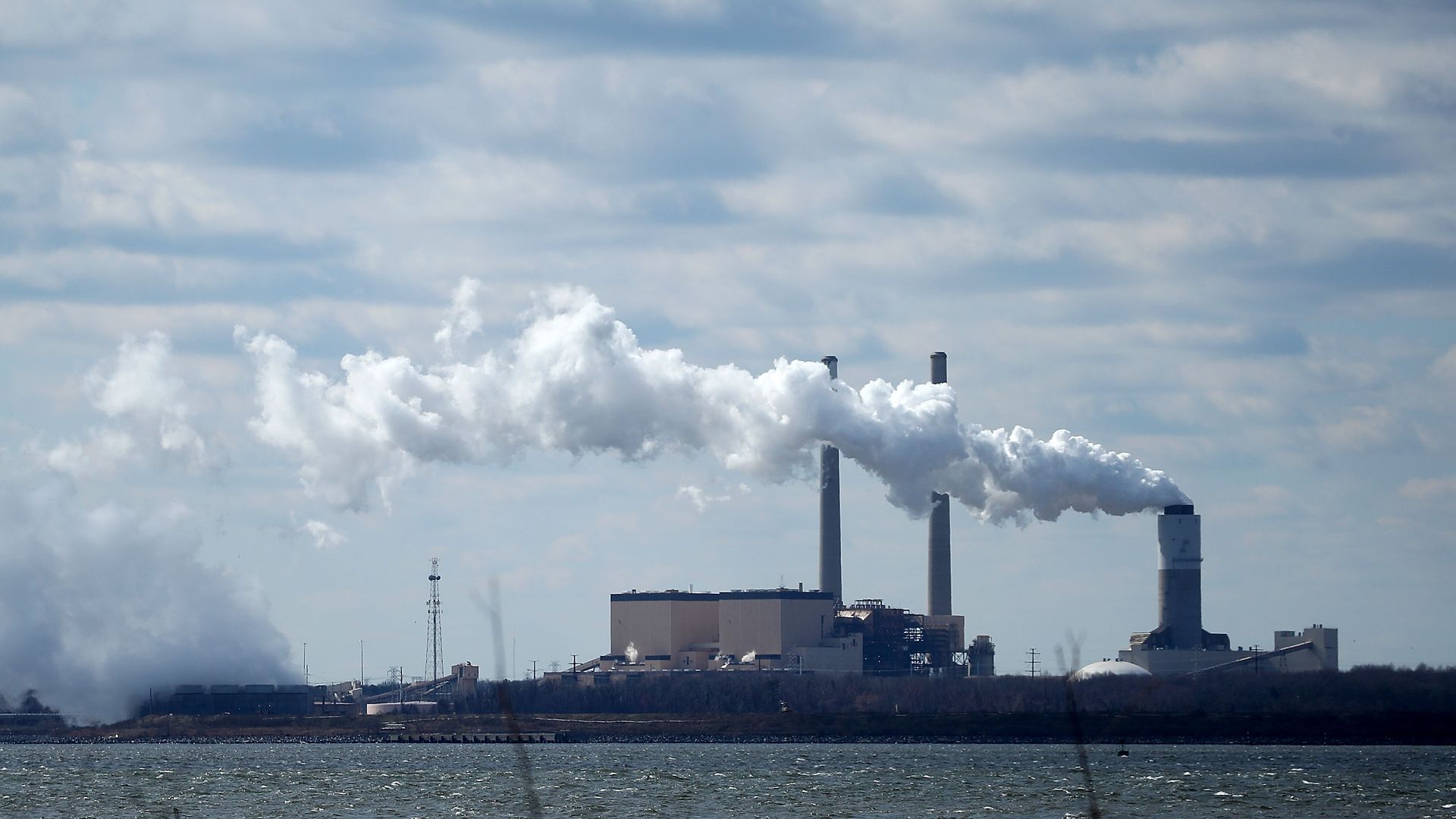 Emissions spew from a large stack at the coal fired Brandon Shores Power Plant, on March 9, 2018 in Baltimore, Maryland. 