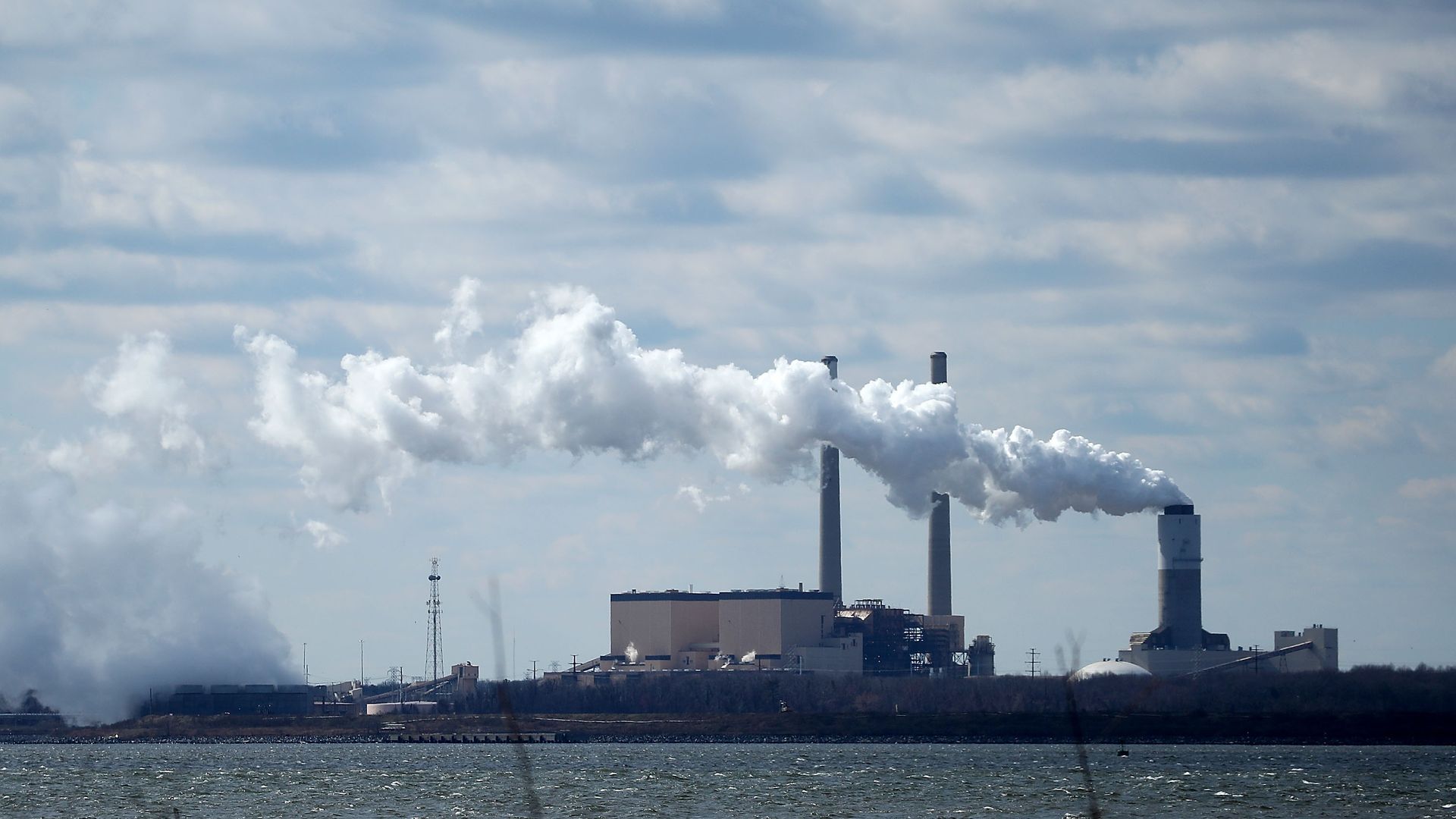 Emissions spew from a large stack at the coal fired Brandon Shores Power Plant, on March 9, 2018 in Baltimore, Maryland.