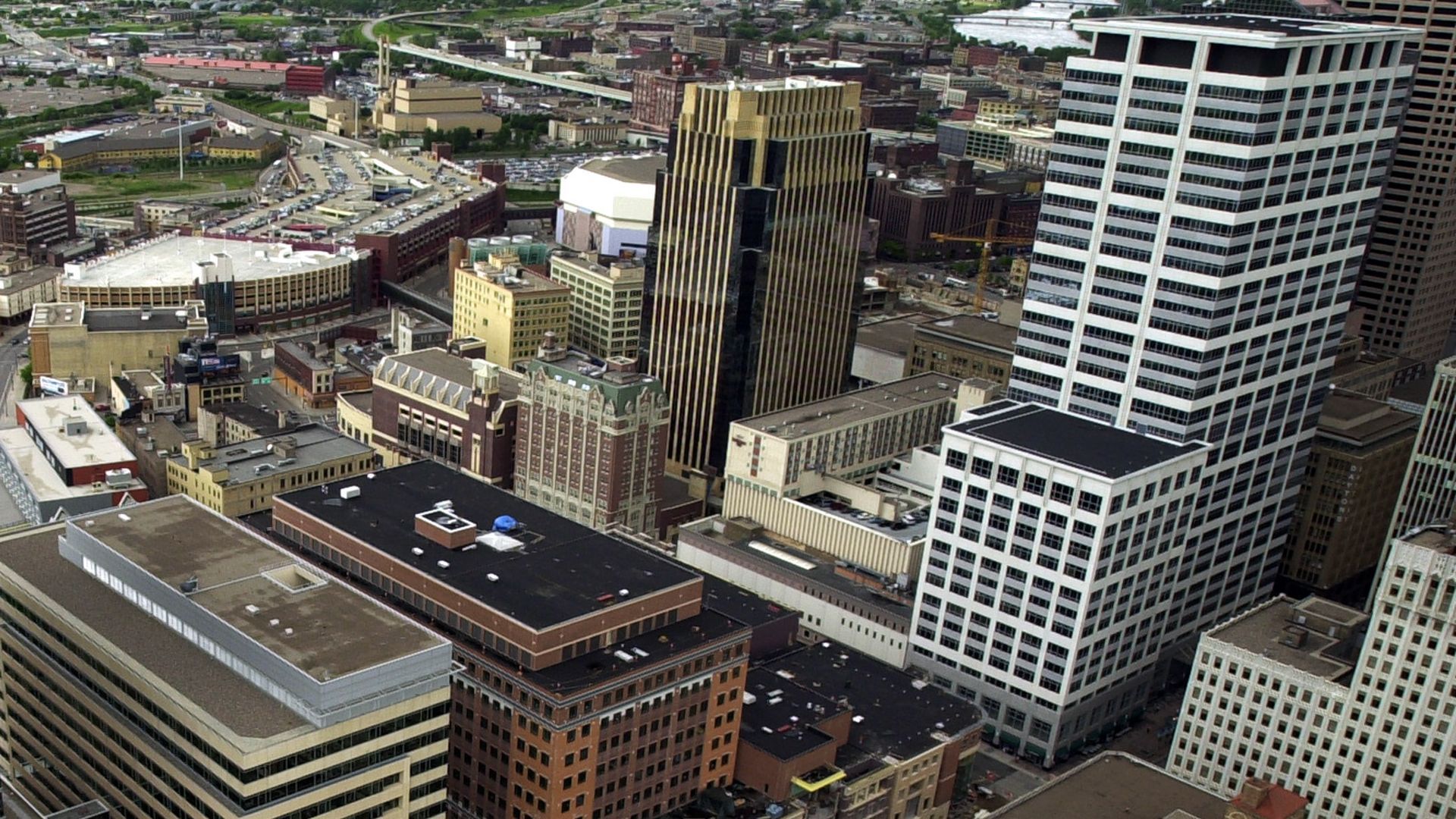 US Bancorp Center in downtown Minneapolis as seen from the sky