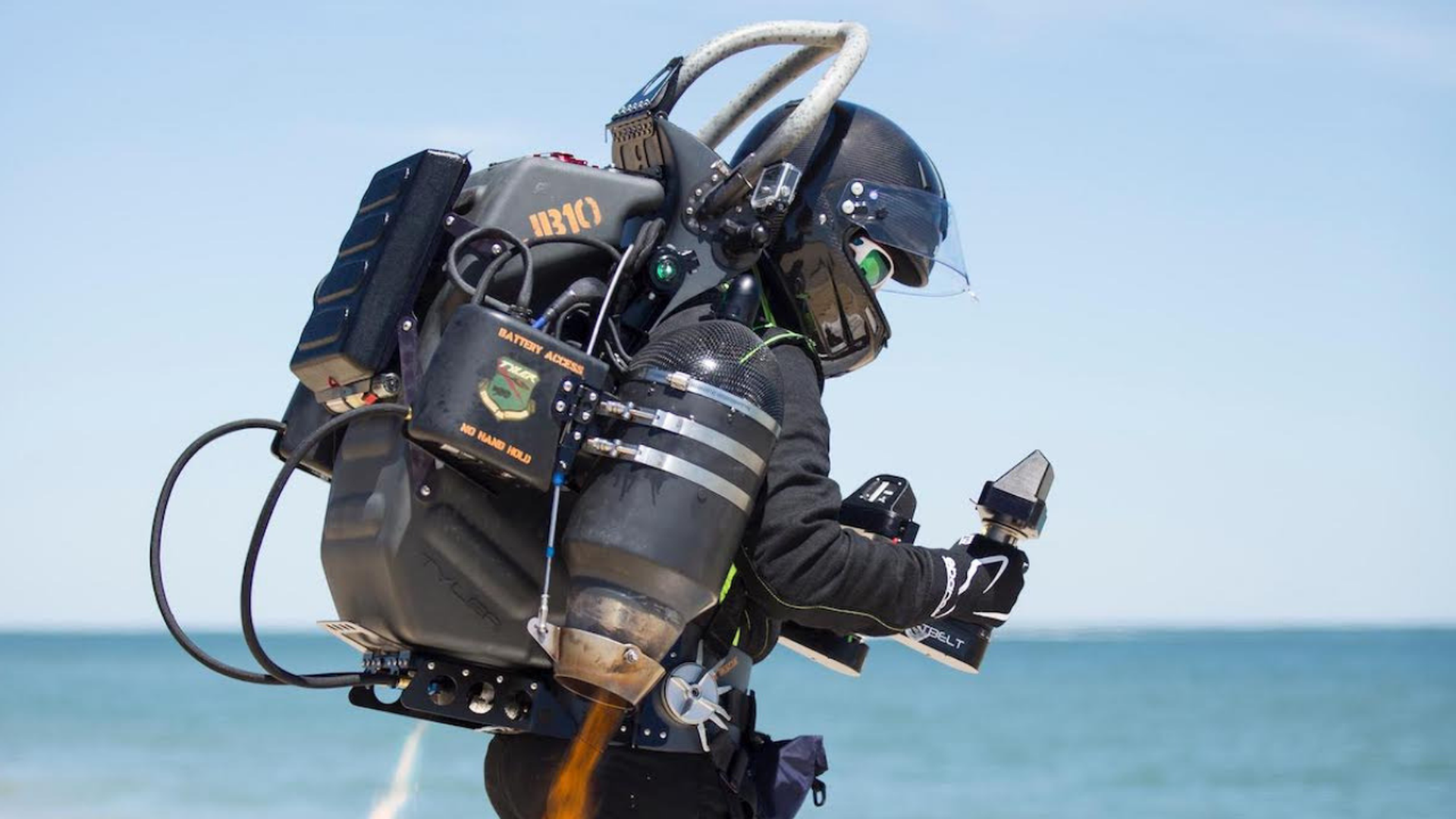 A man wearing a jetpack