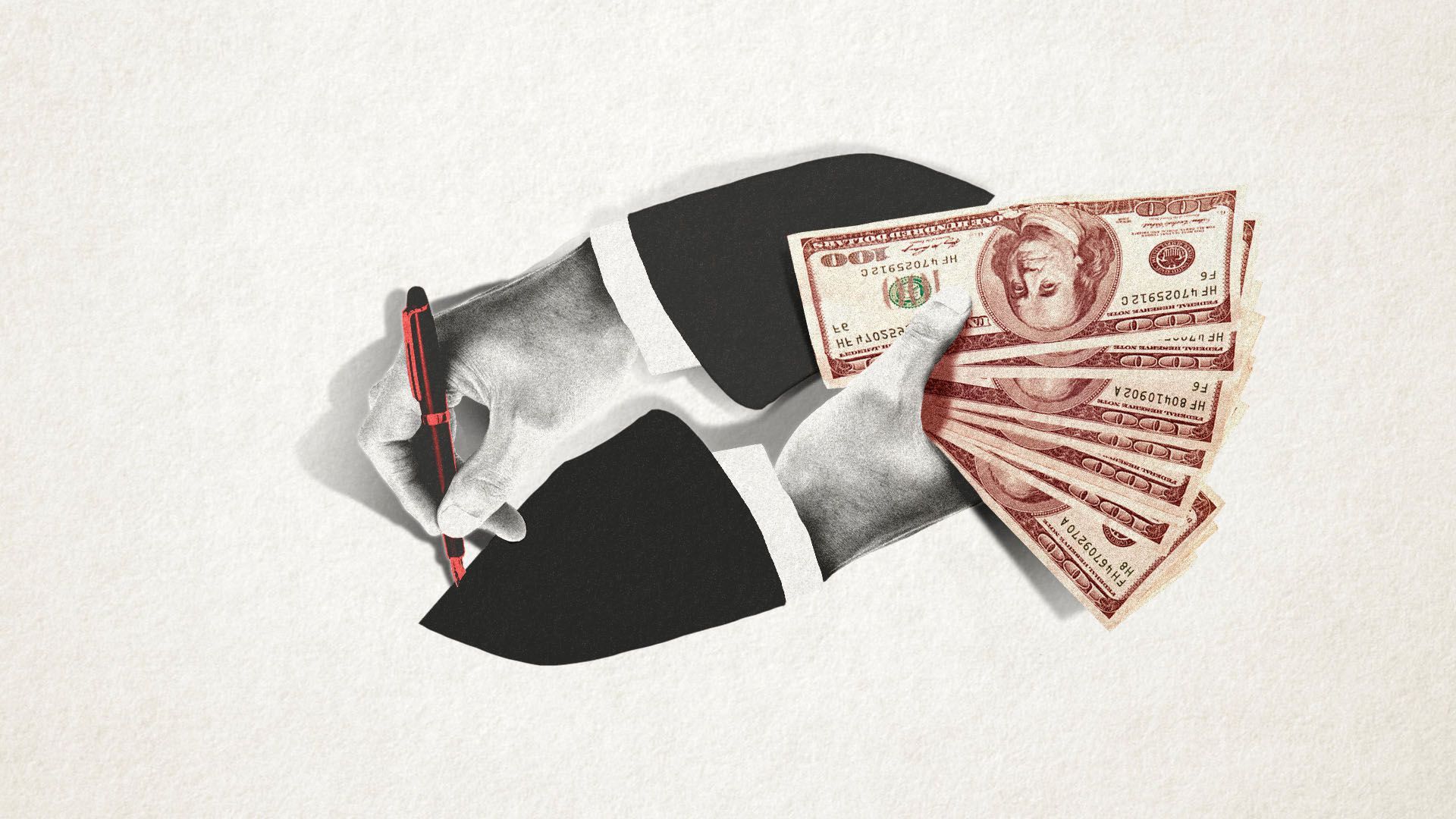 Illustration of money being handed over