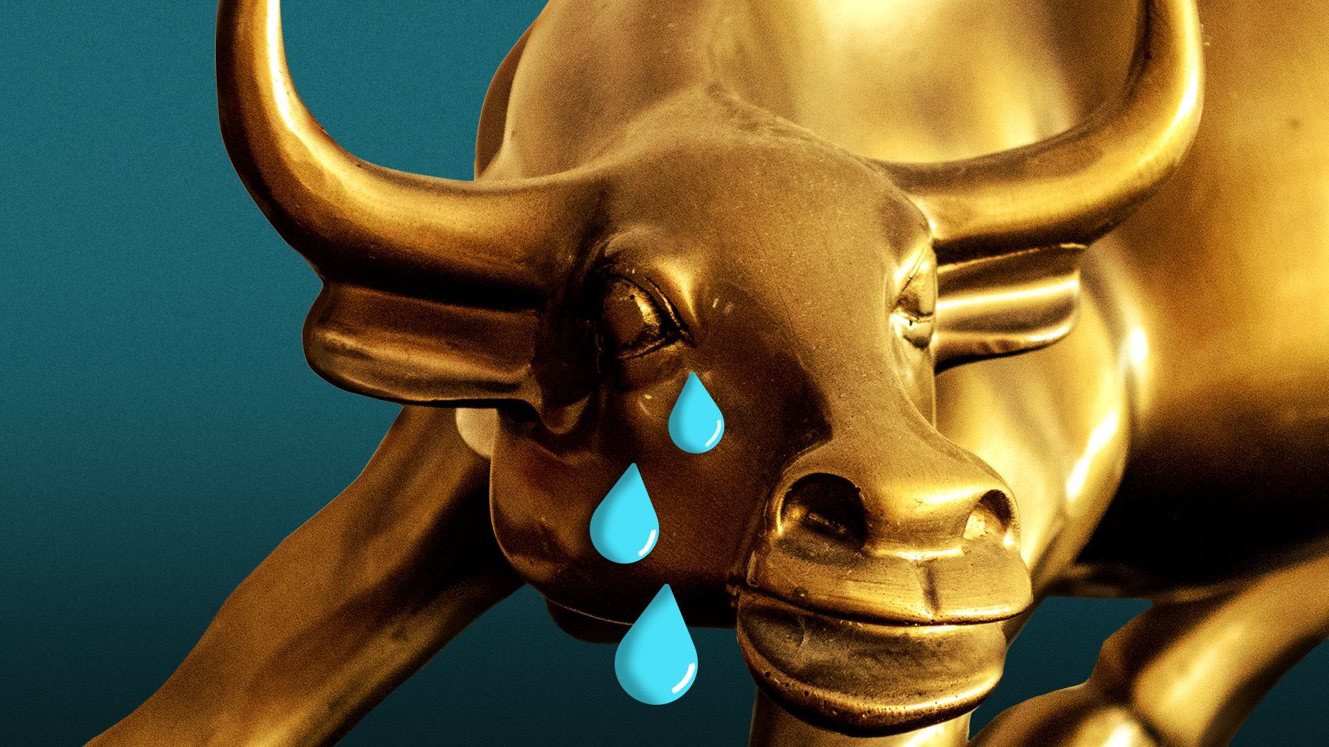 Illustration of the Wall St. bull crying.