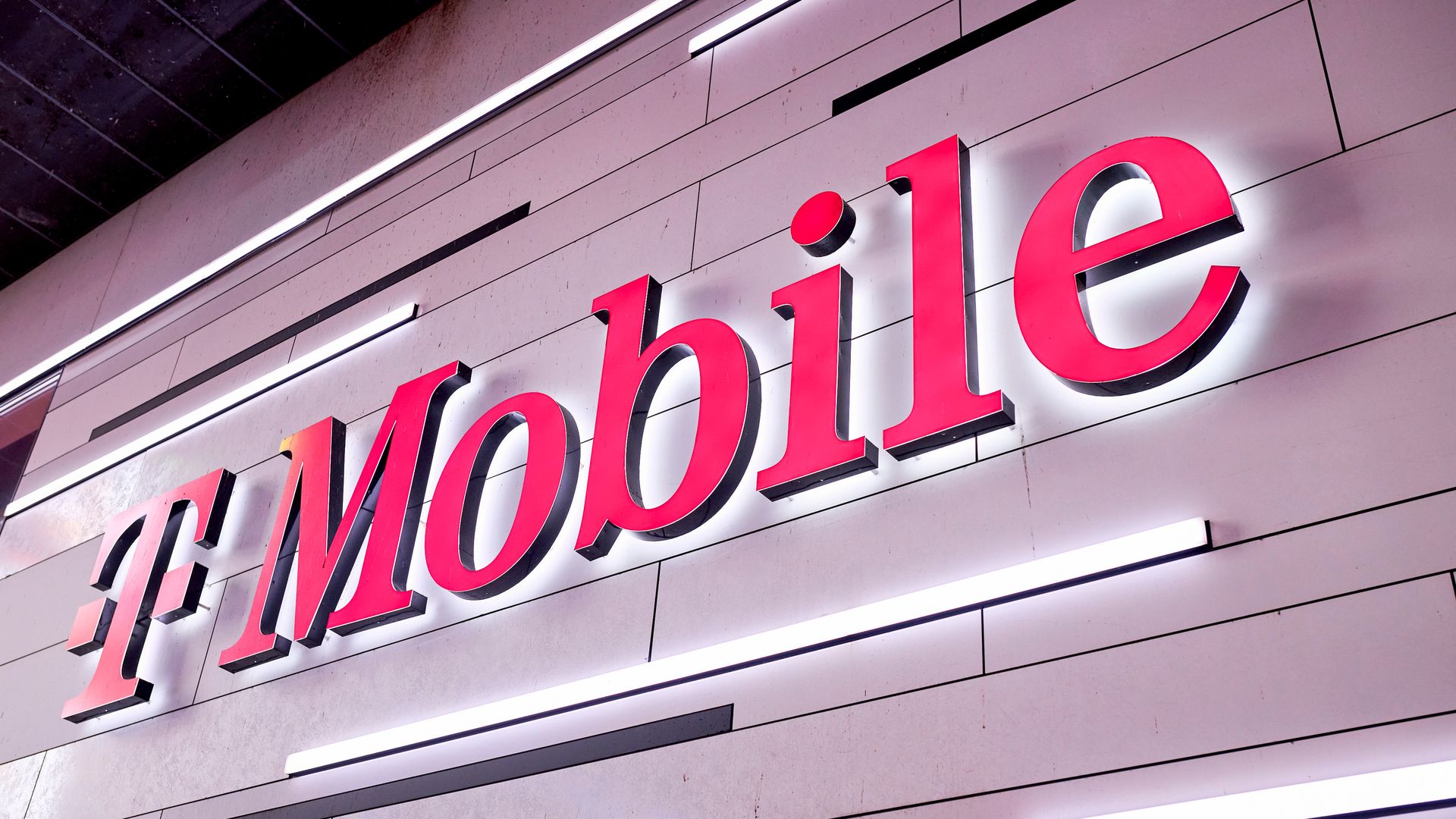 Image of a T-Mobile logo on the side of a building