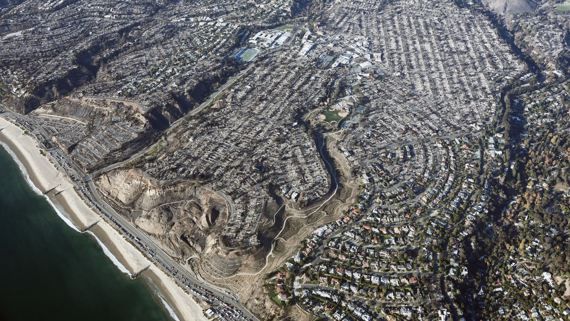 An aerial view of LA showing the immense devastation of the fires there. 