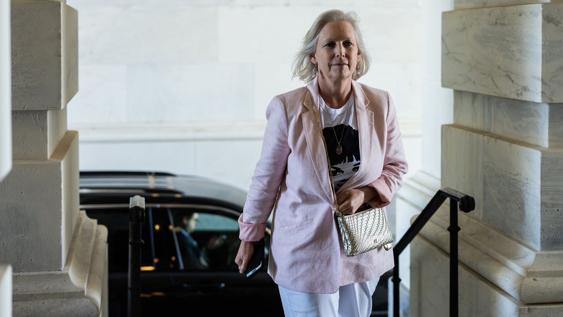 U.S. Sen. Kirsten Gillibrand (D-NY) arrives to the U.S. Capitol following a private meeting between Senate Democrats and U.S. President Joe Biden's senior advisors Mike Donlion, Steve Richetti and campaign chair Jen O'Malley Dillon at the Democratic Senatorial Campaign Committee on July 11, 2024.