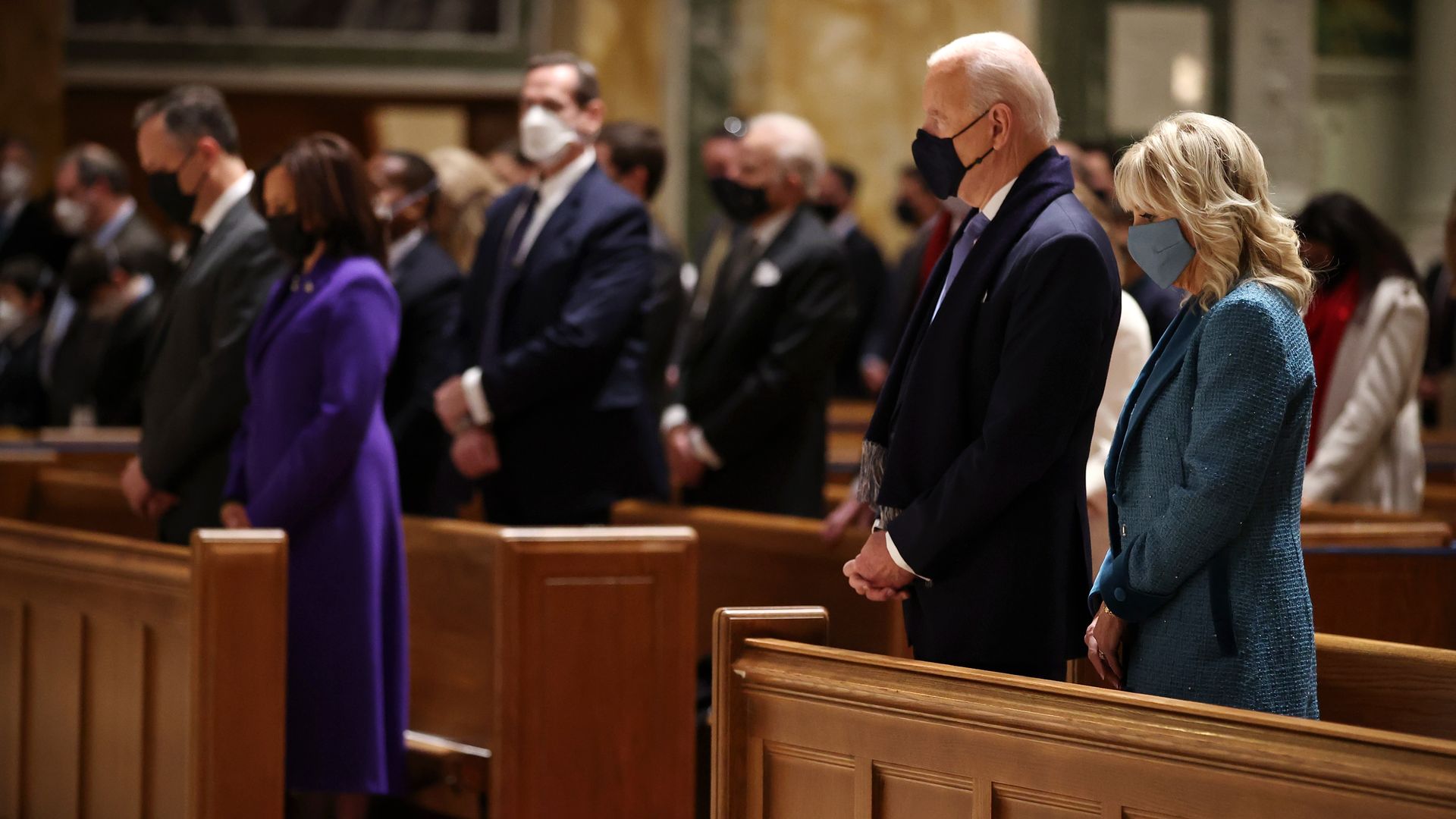 Picture of the Bidens and other political leaders attending church