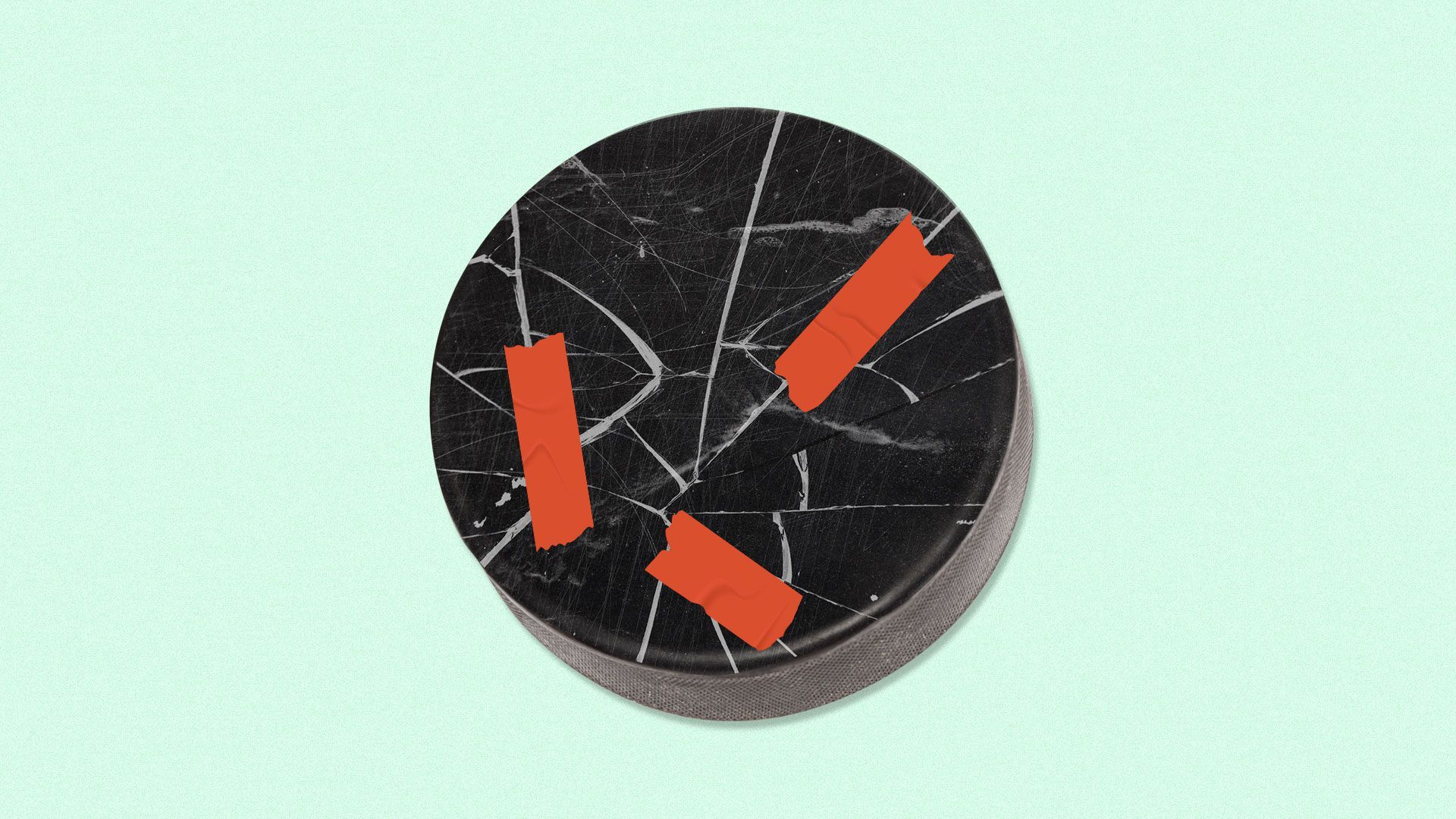 Illustration of a broken hockey puck
