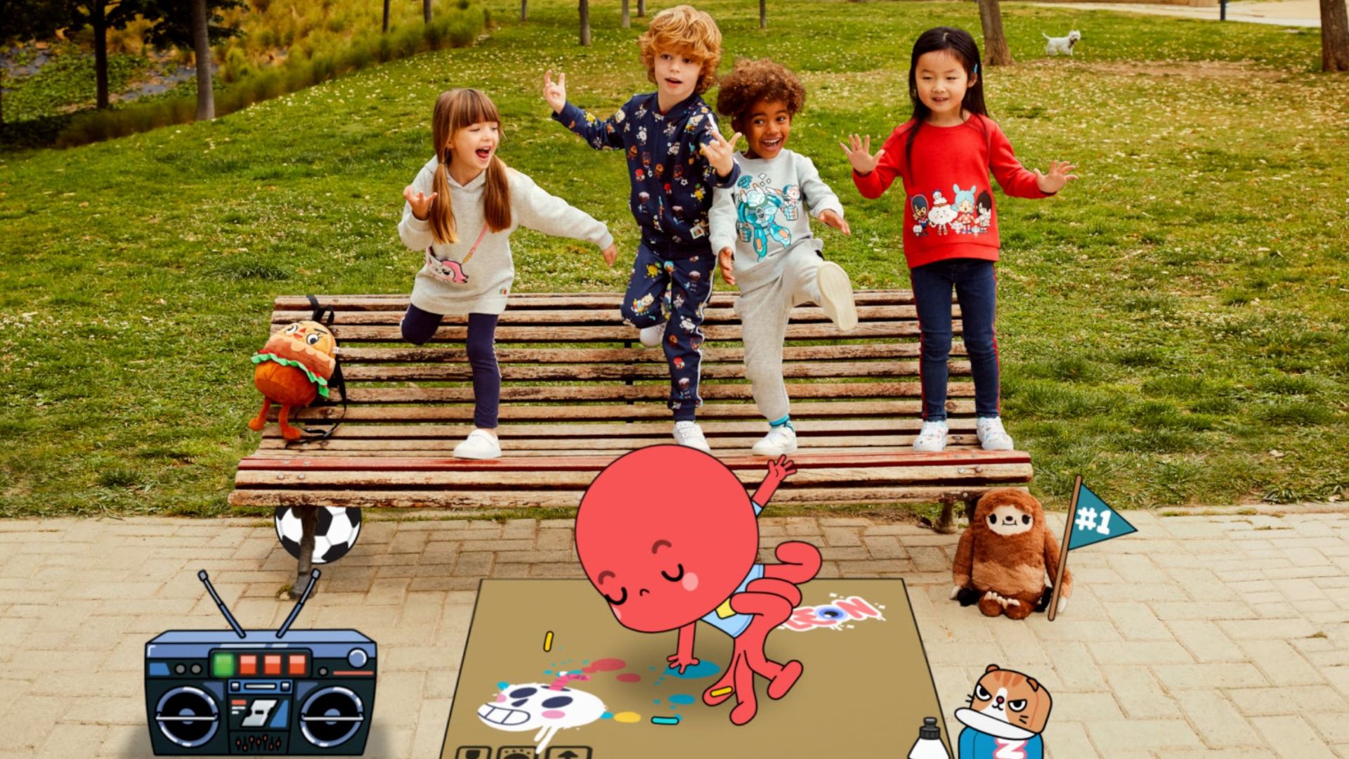 Several kids wearing items from Toca Boca's new Toca Life x H&M line