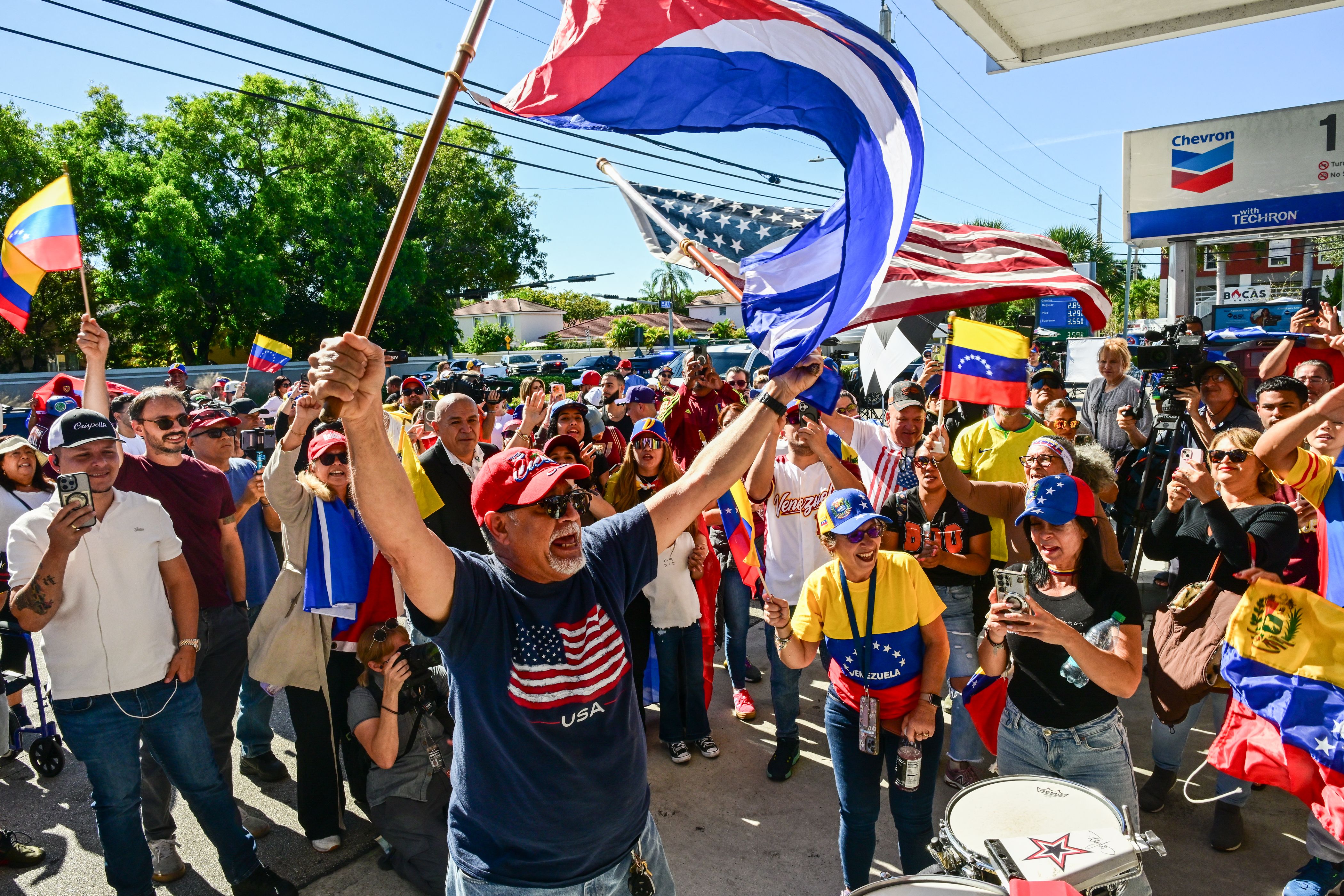 People wave flags