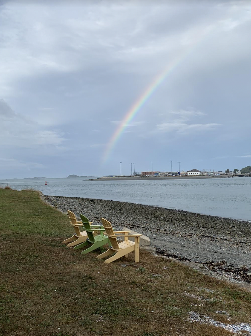 Rainbow over water