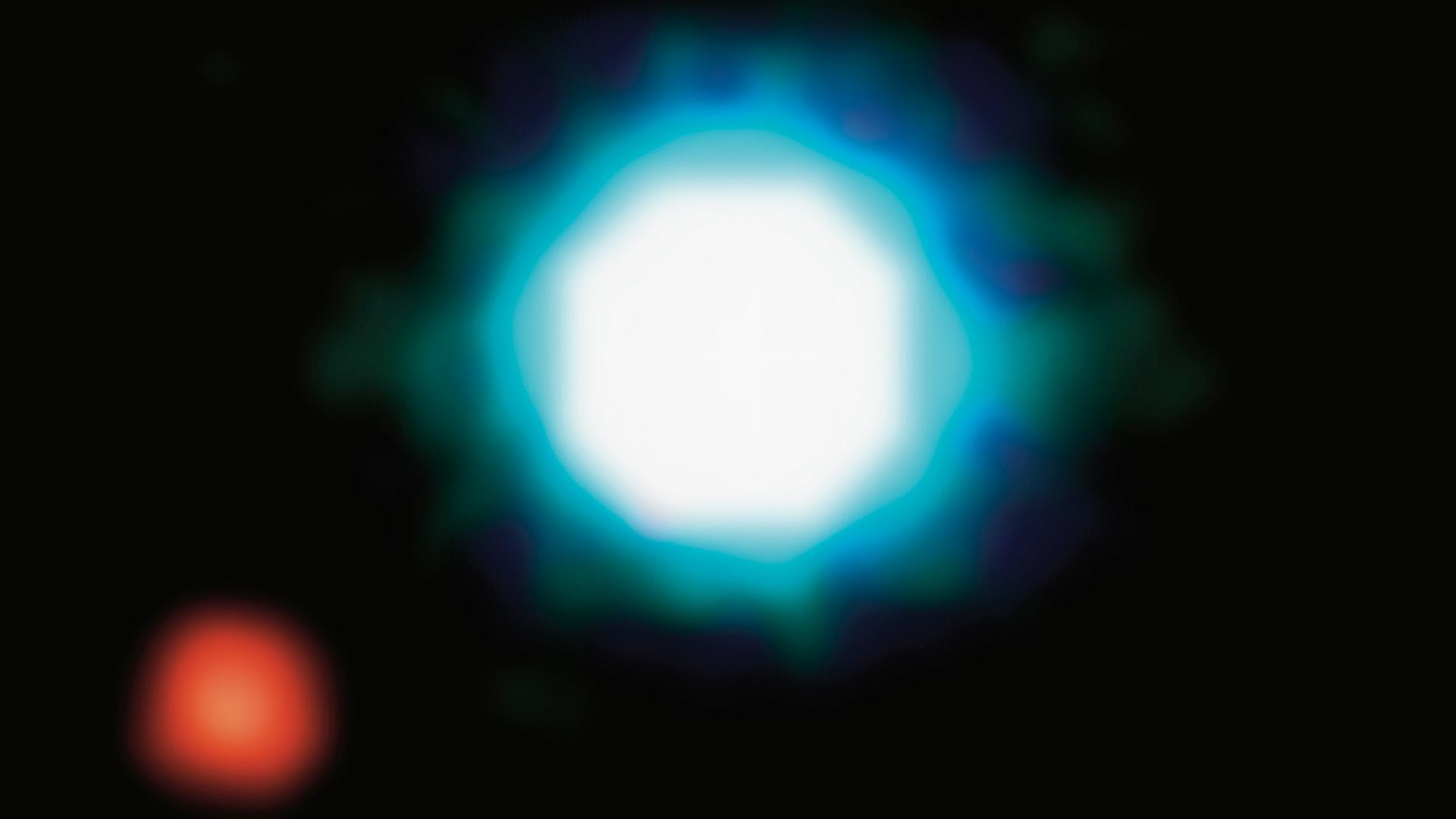 An exoplanet (the red spot) orbiting the brown dwarf