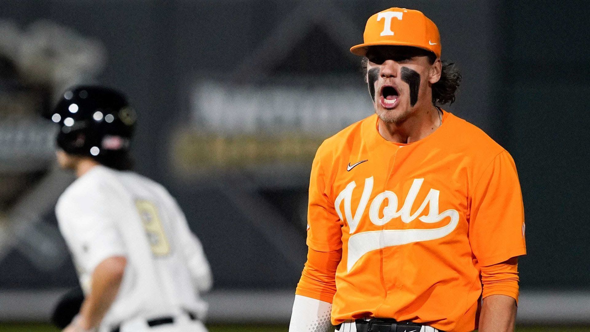 Tennessee shortstop Cortland Lawson celebrates after turning a double play Saturday. 