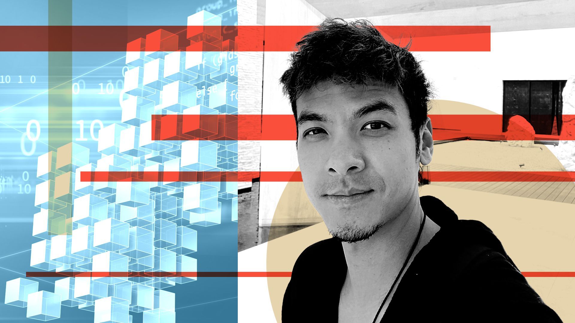 Photo illustration of Ampleforth founder Evan Kuo