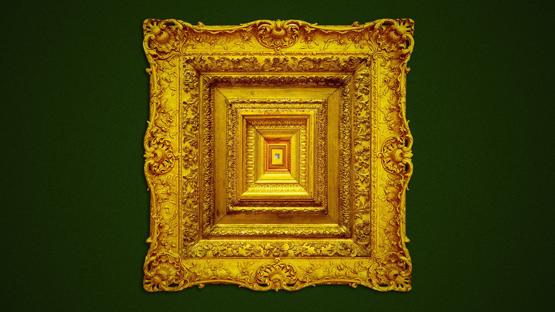 Illustration of an incredibly large and thick frame around a very small miniscule image.