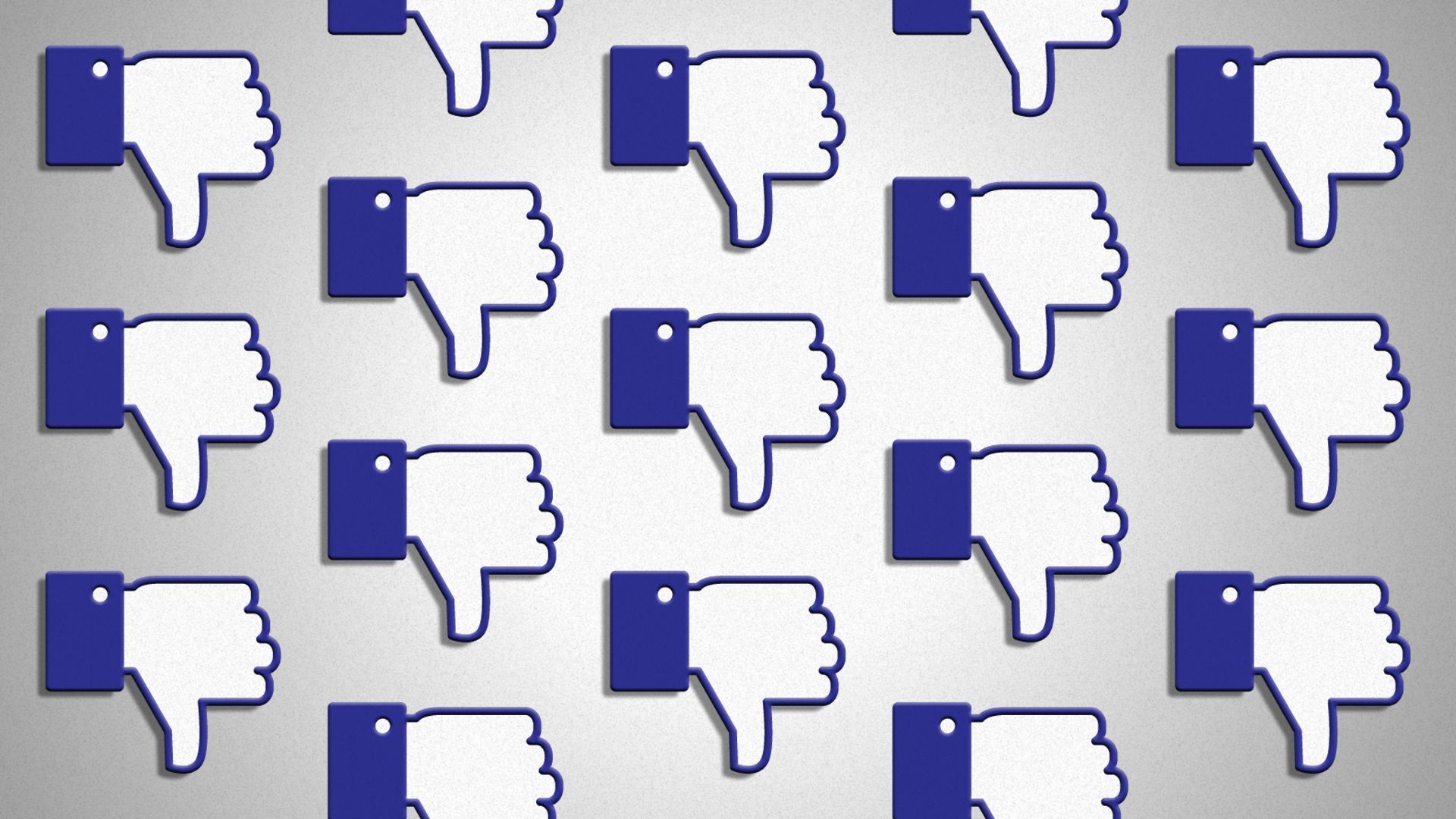An illustration of the Facebook like logo making a thumbs down