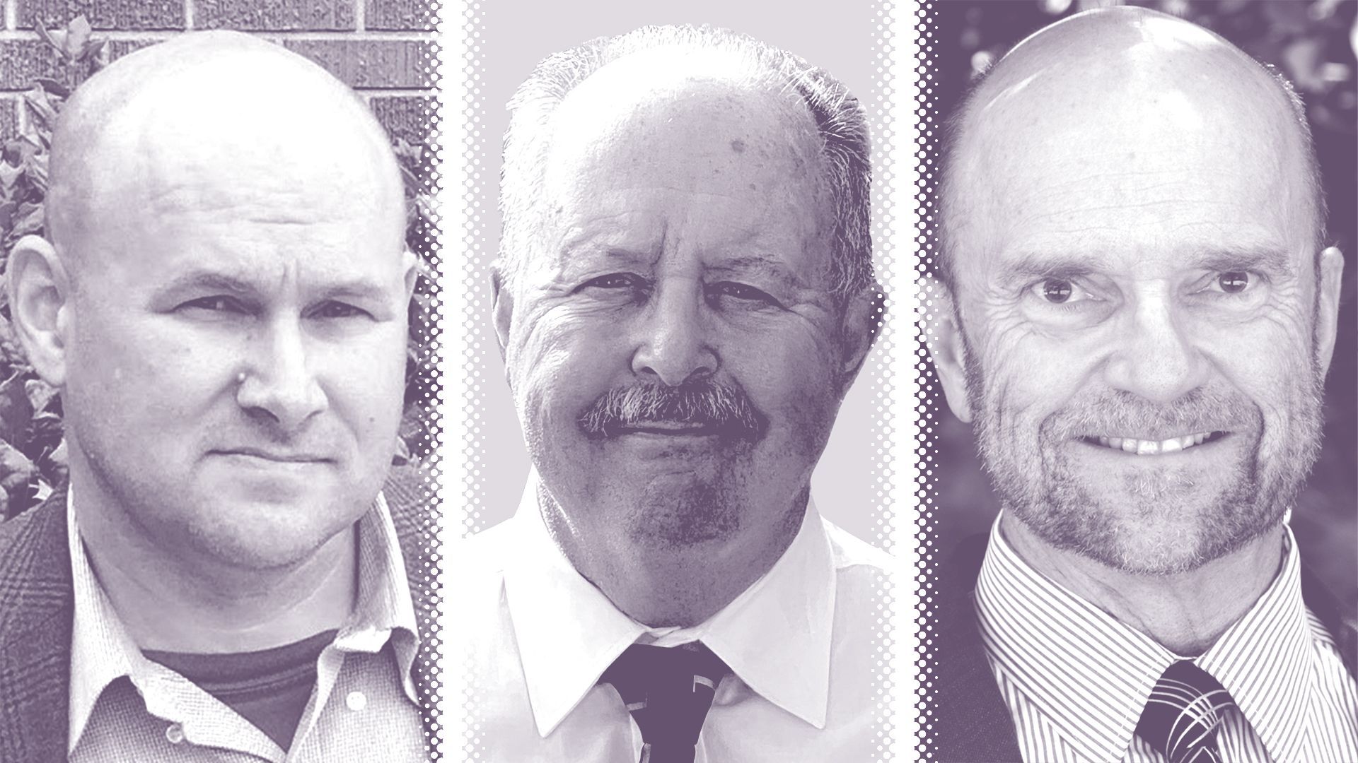 Photo illustration of Bob Stafford, S. Robert Smith, and David Phillips.