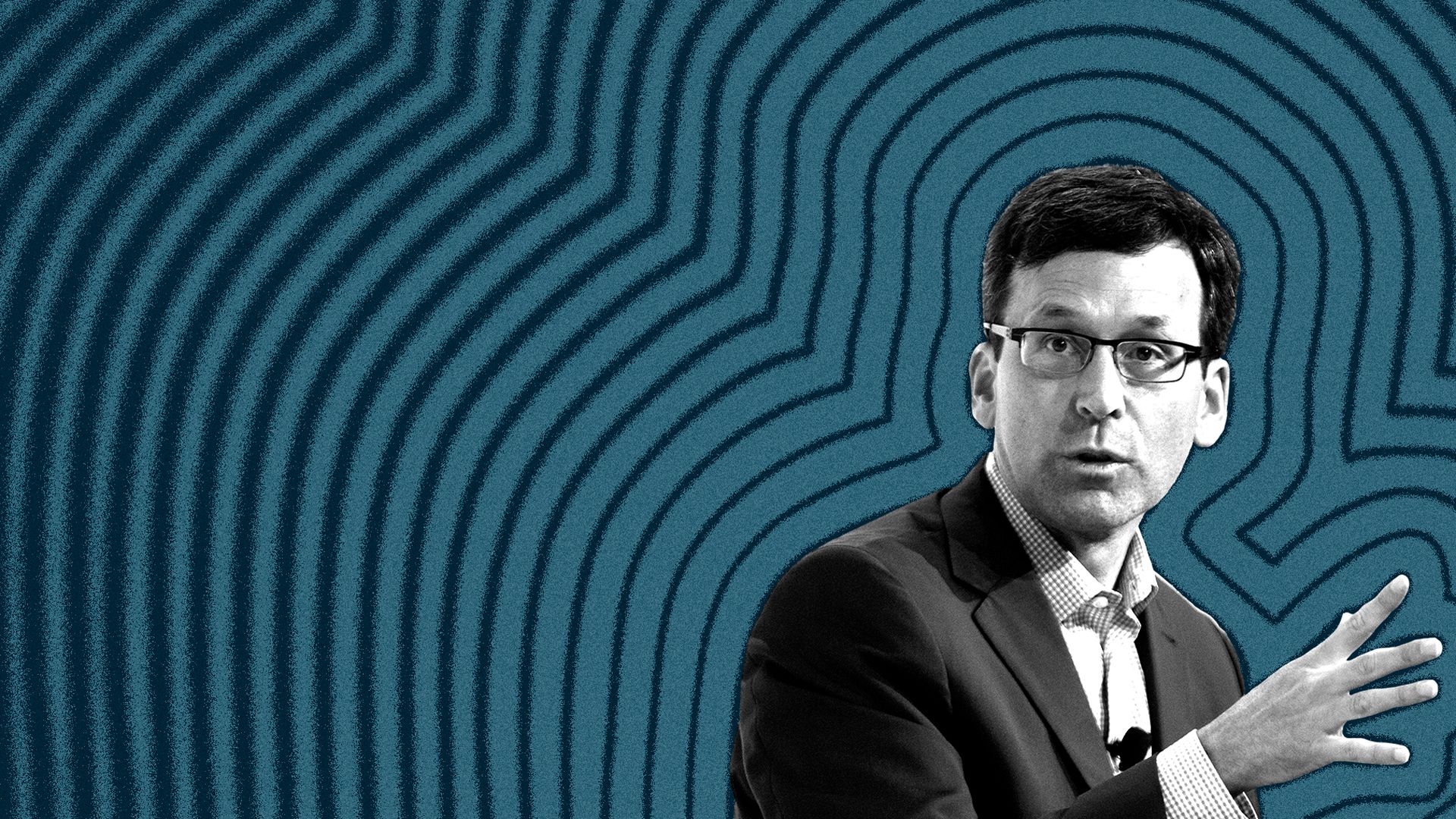 Photo illustration of Bob Ferguson with lines radiating from him.