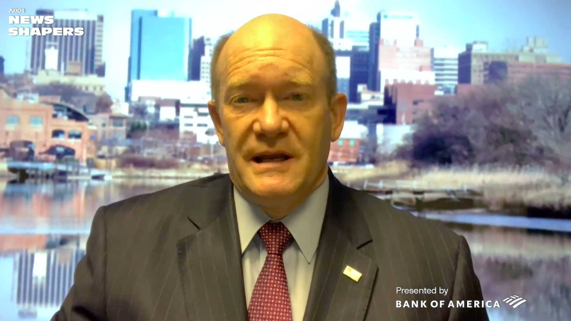 Sen. Chris Coons (D-Del.) speaking during an Axios event on Friday.