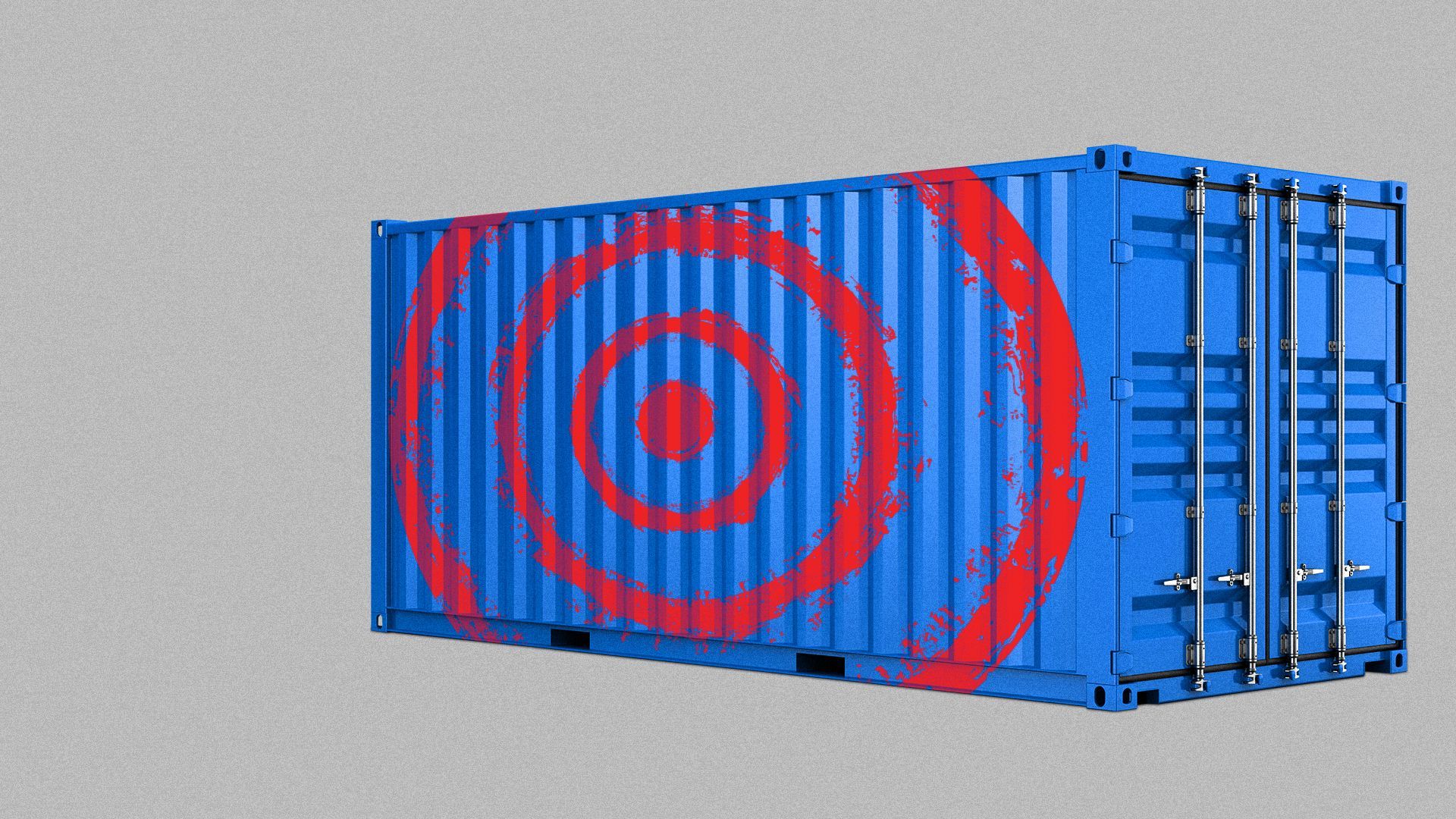 Illustration of a target painted on a cargo container.