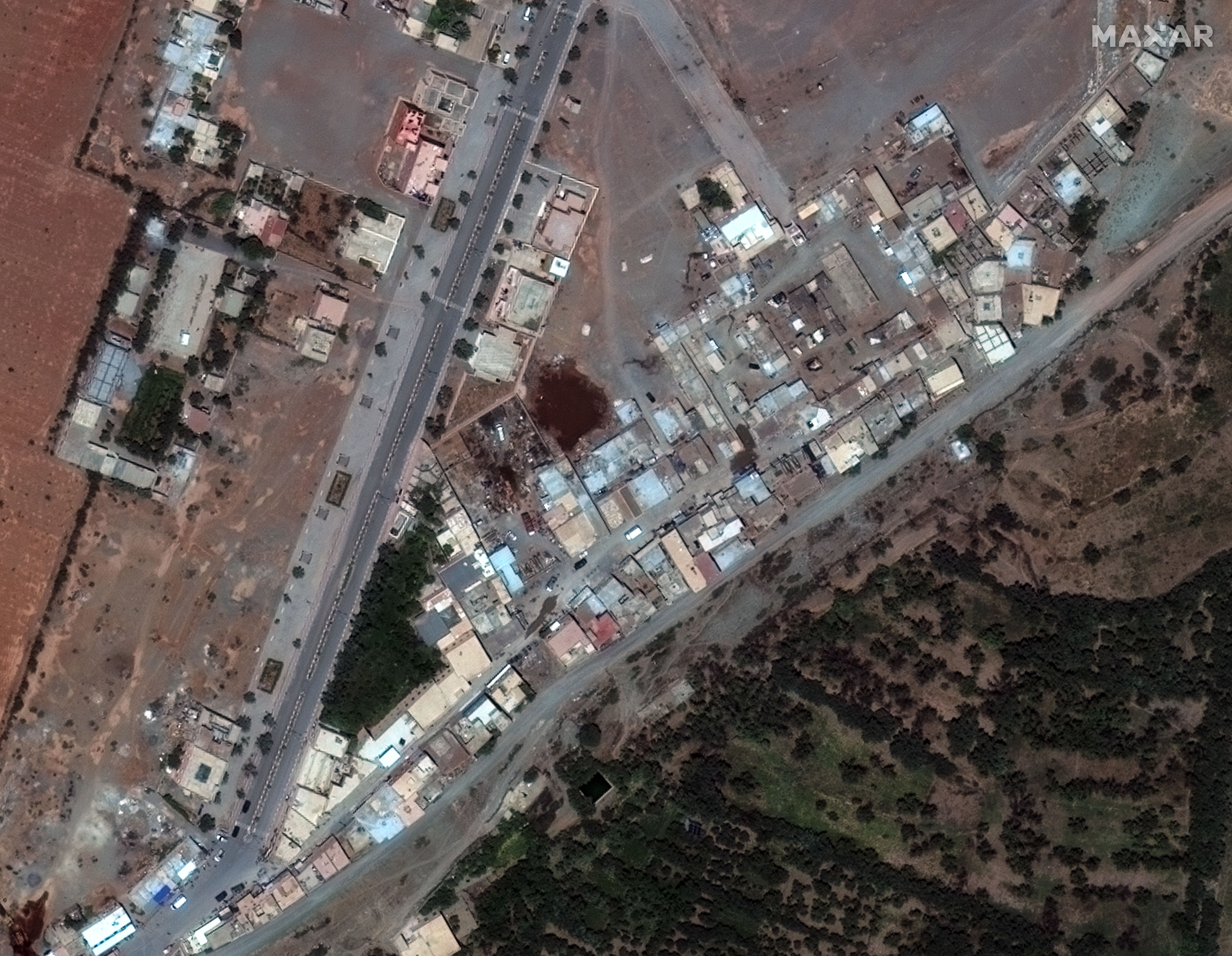 Satellite images shows the Moroccan town of Talat N’yaaqoub before Friday's earthquake. 