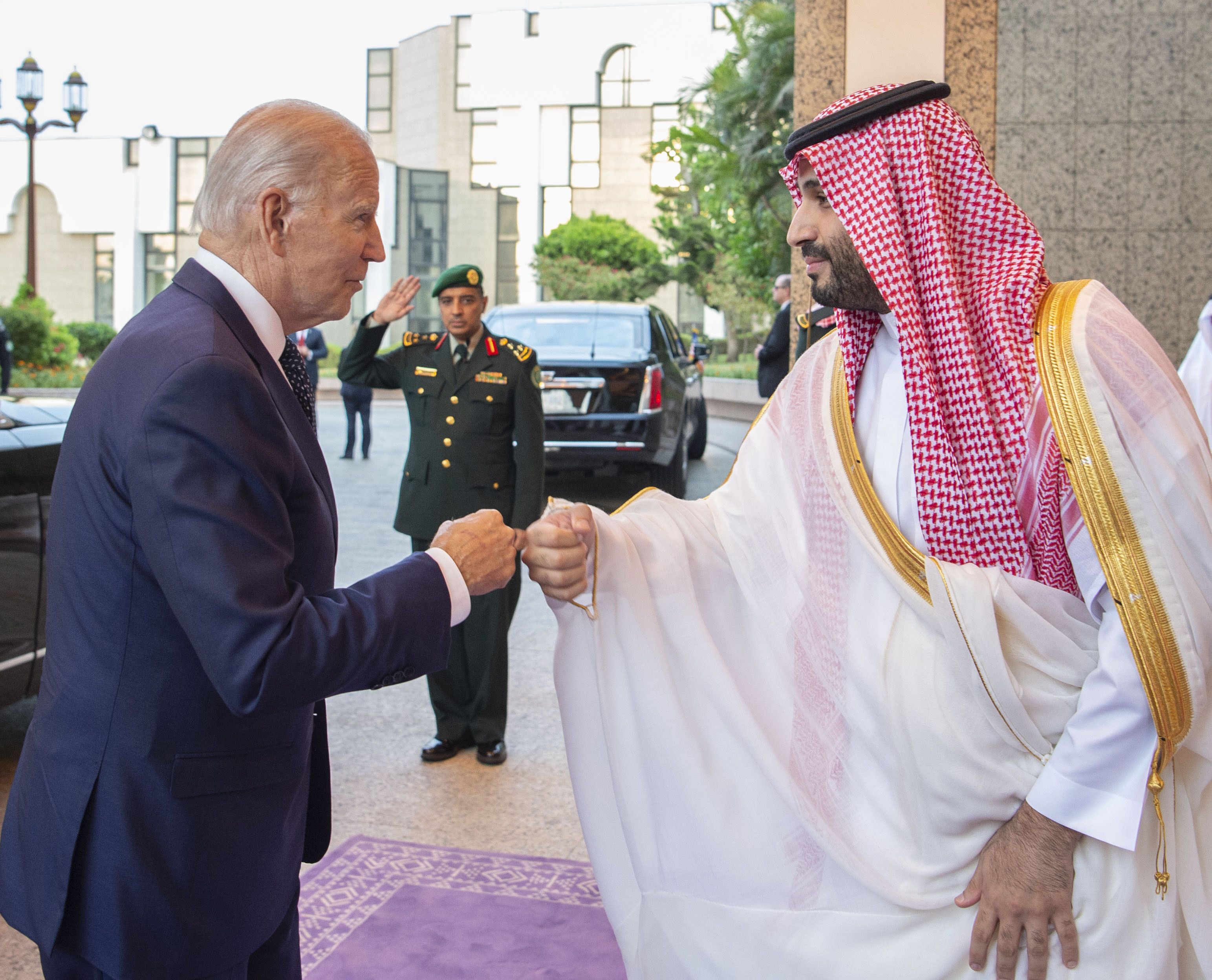 President Biden fist bumps with Saudi Crown Prince Mohammed bin Salman in July.