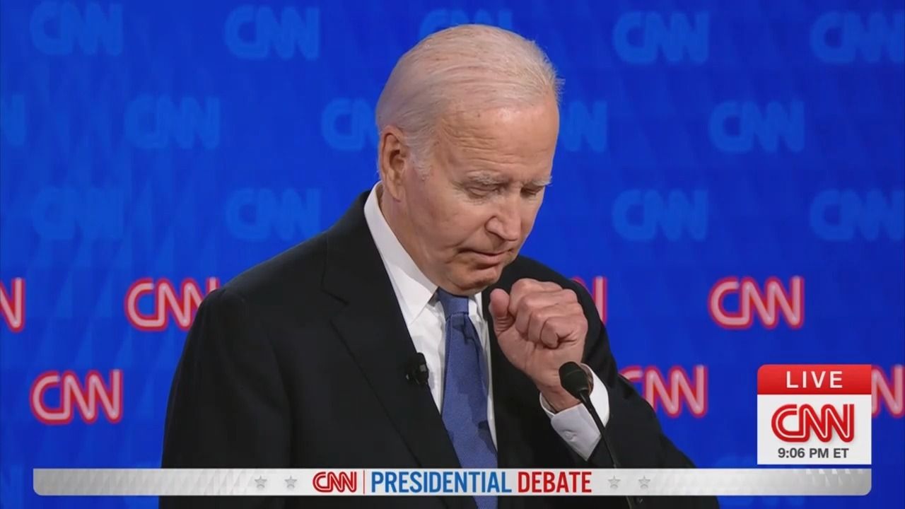 Biden looks down