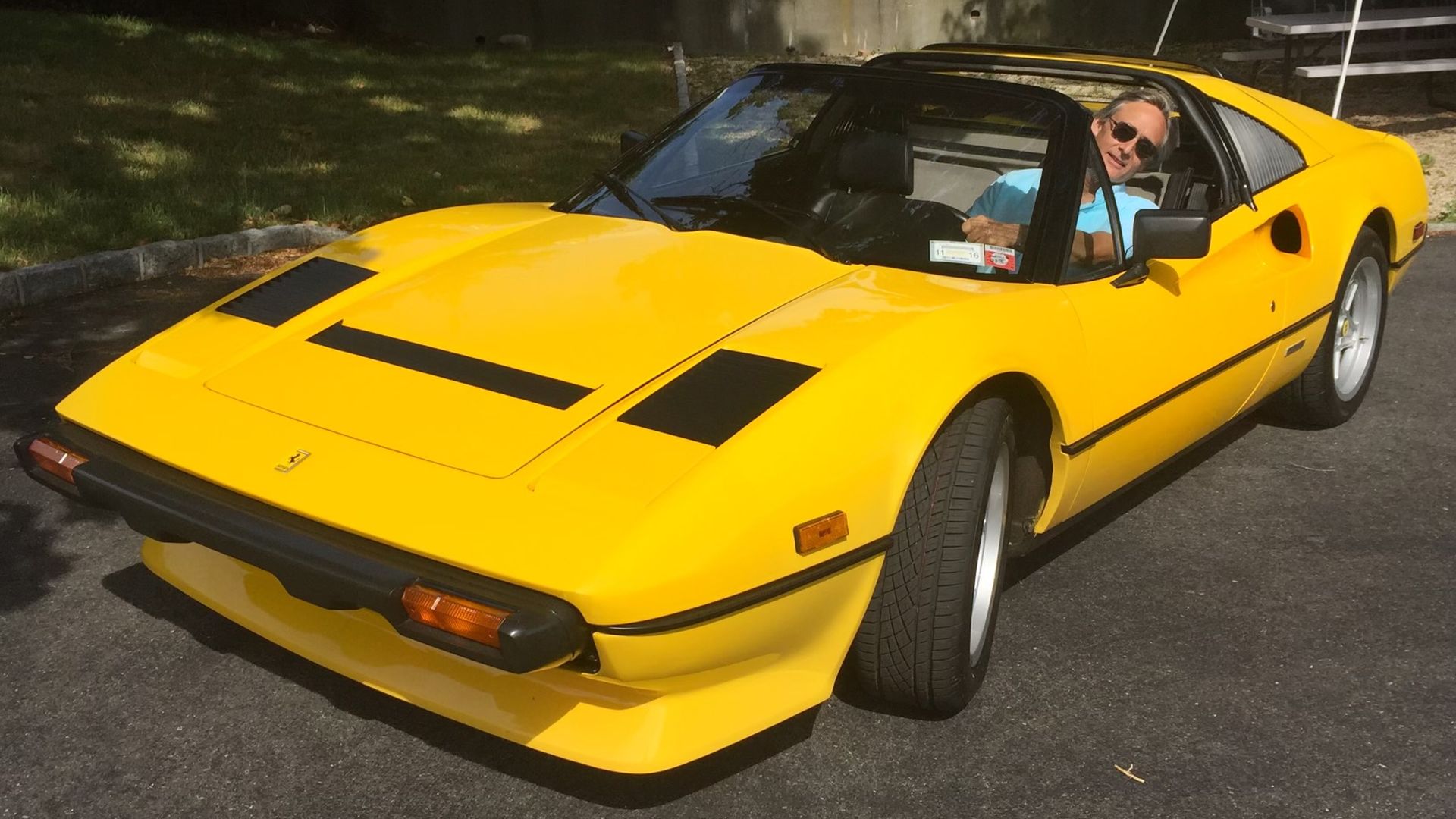 A yellow Ferrari.