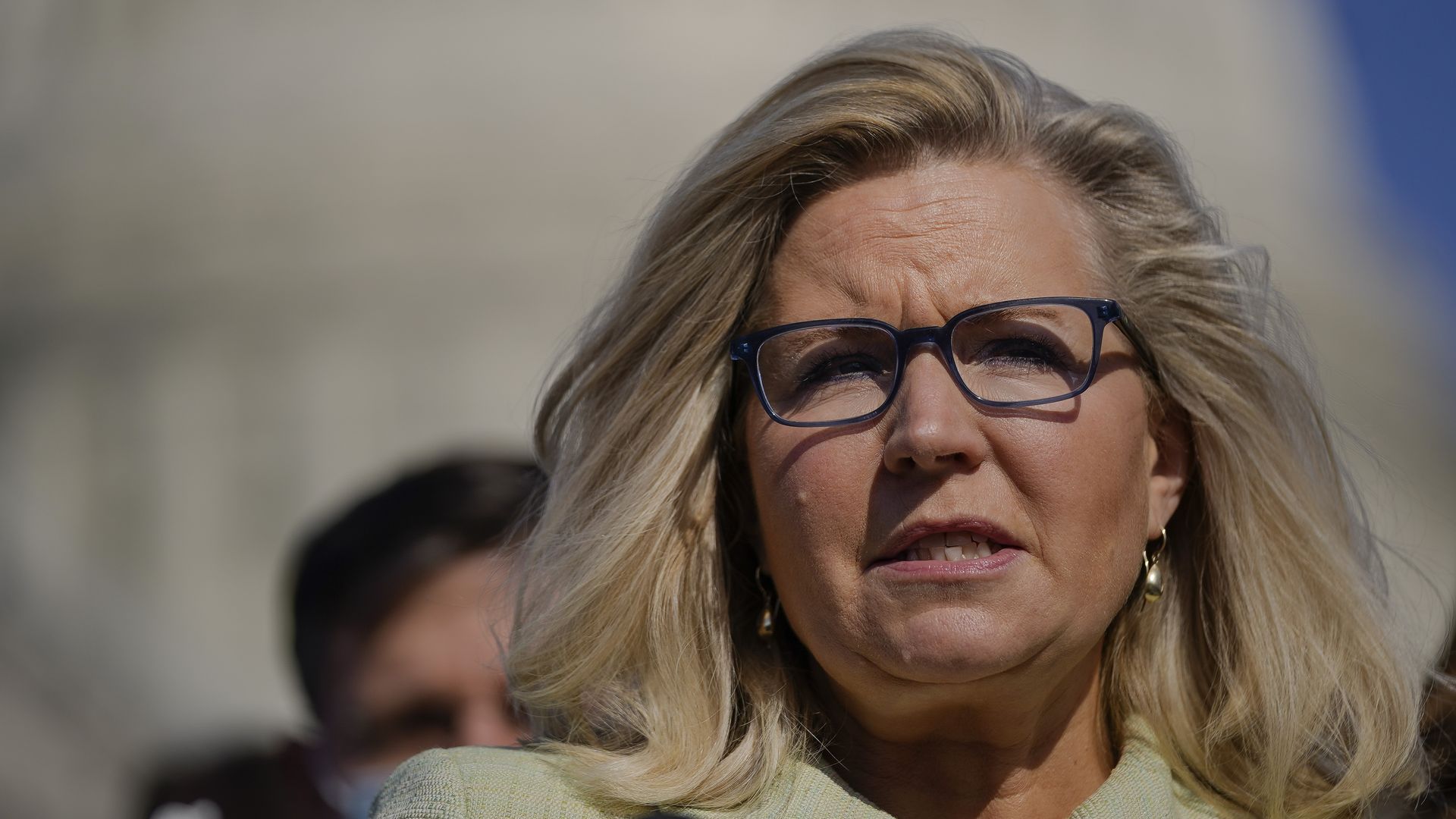 House Republican Conference Chair Rep. Liz Cheney (R-WY) speaks during a news conference with House Republicans about U.S.-Mexico border policy outside the U.S. Capitol on March 11