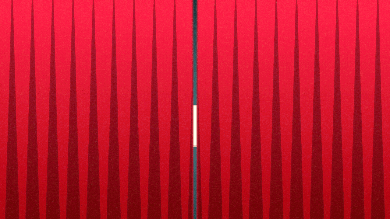 Animated illustration of curtains parting to reveal an AI chatbot prompt box.