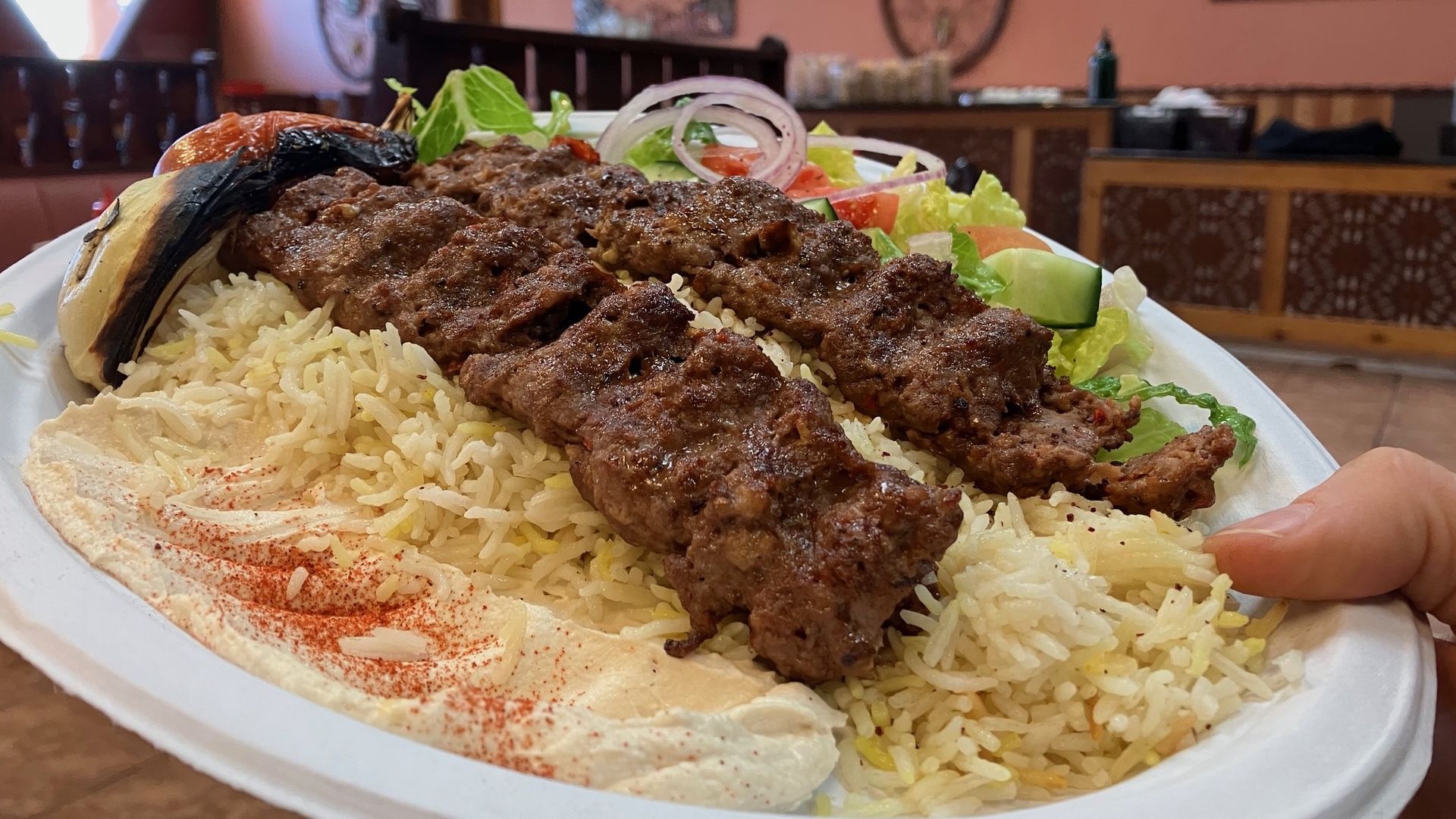 Kebabs at Middle Eastern restaurant Usta Kababgy