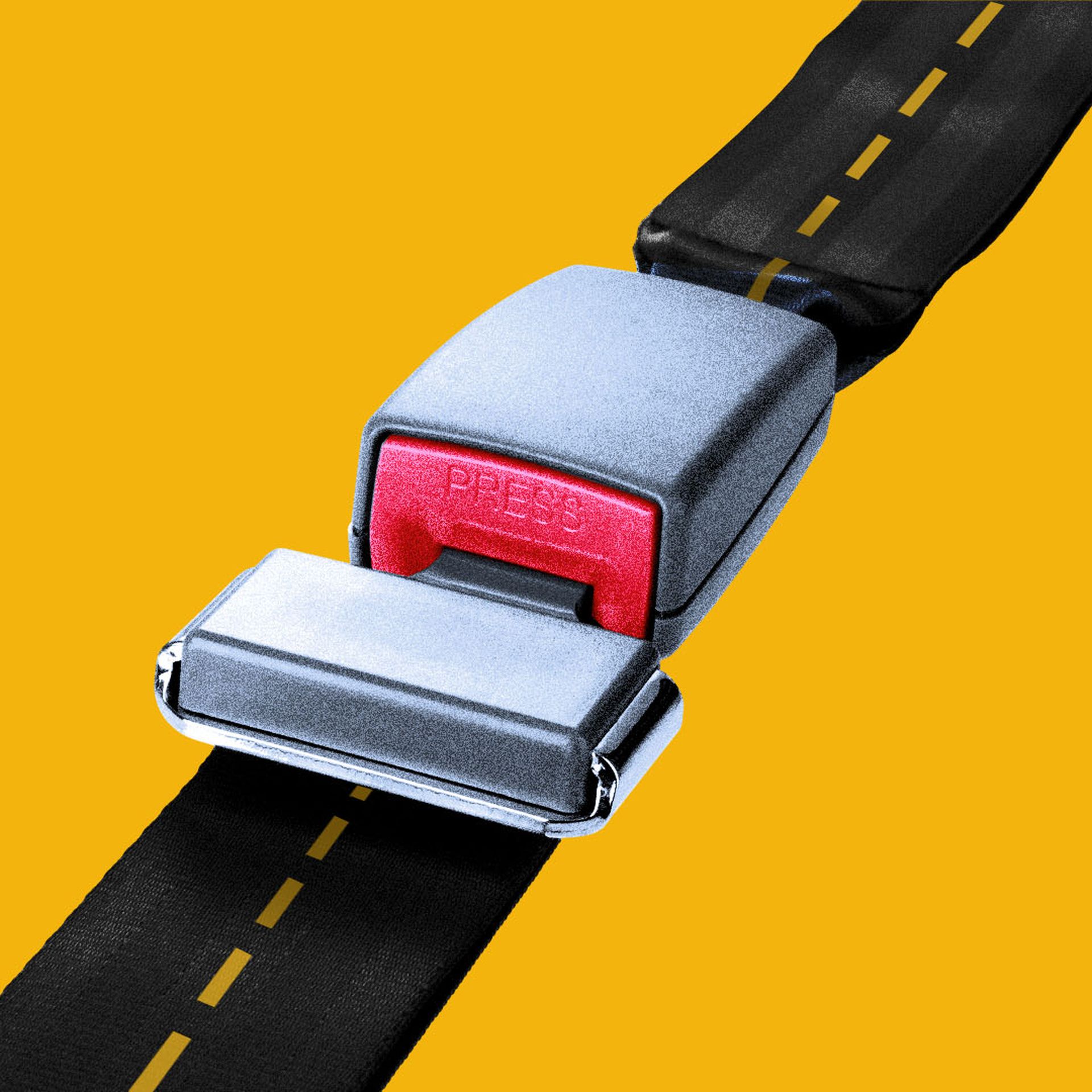 Illustration of a seat belt with a yellow road markings