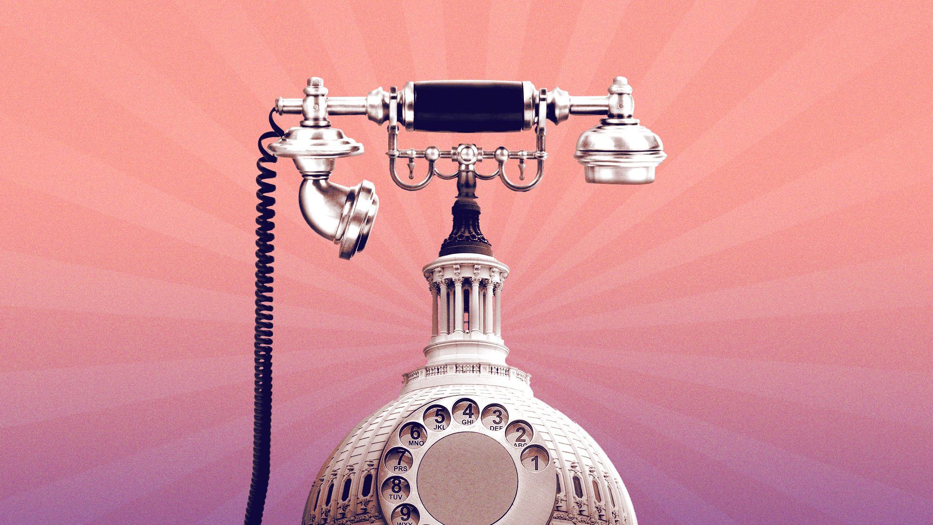 Illustration of the Capitol dome as of an antique phone. 