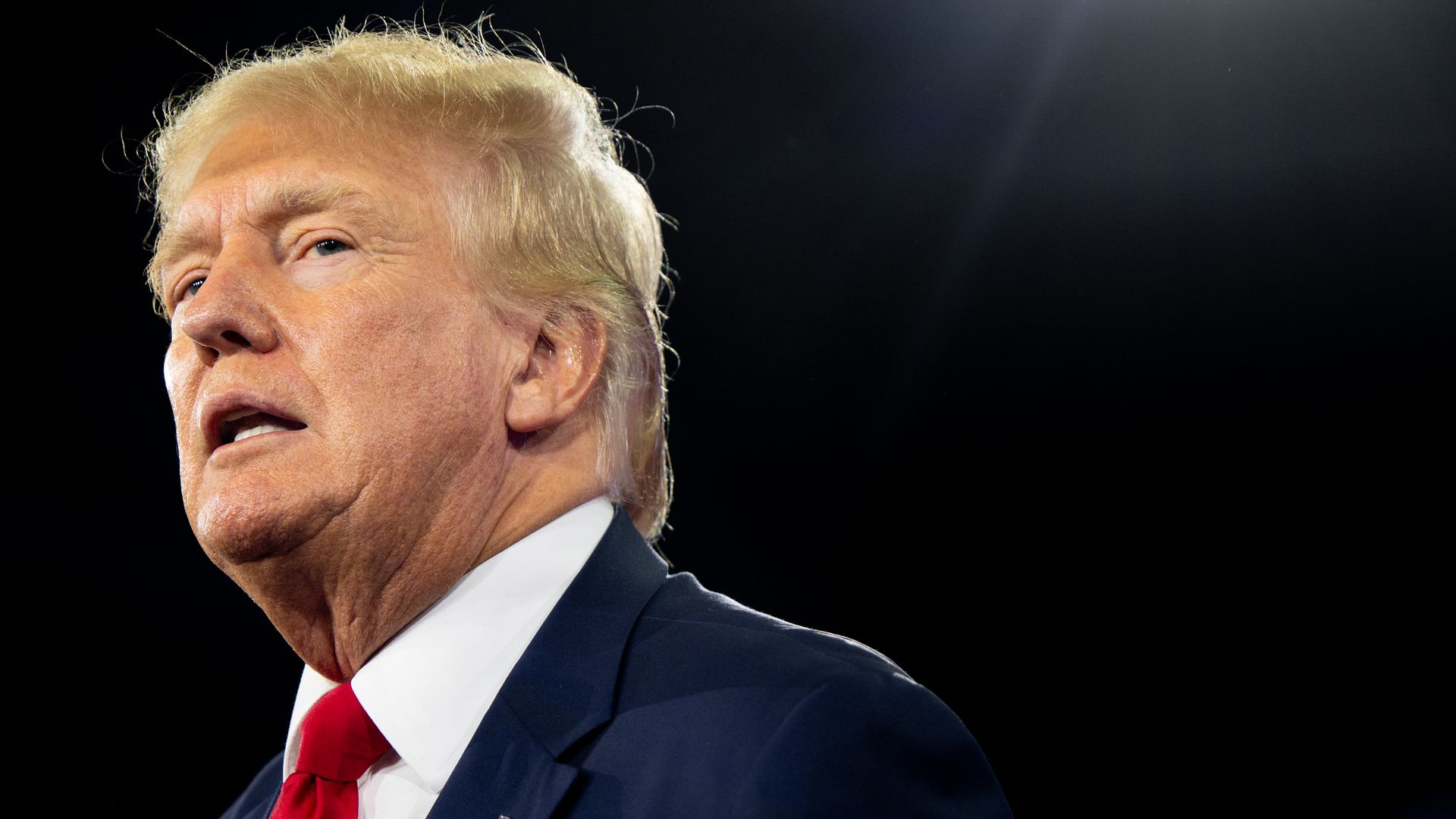Former President Trump speaking at CPAC in Dallas on Aug. 6.