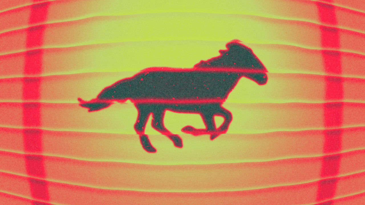 Animated illustration of a paper lantern with a silhouetted horse design on it. The horse is galloping.