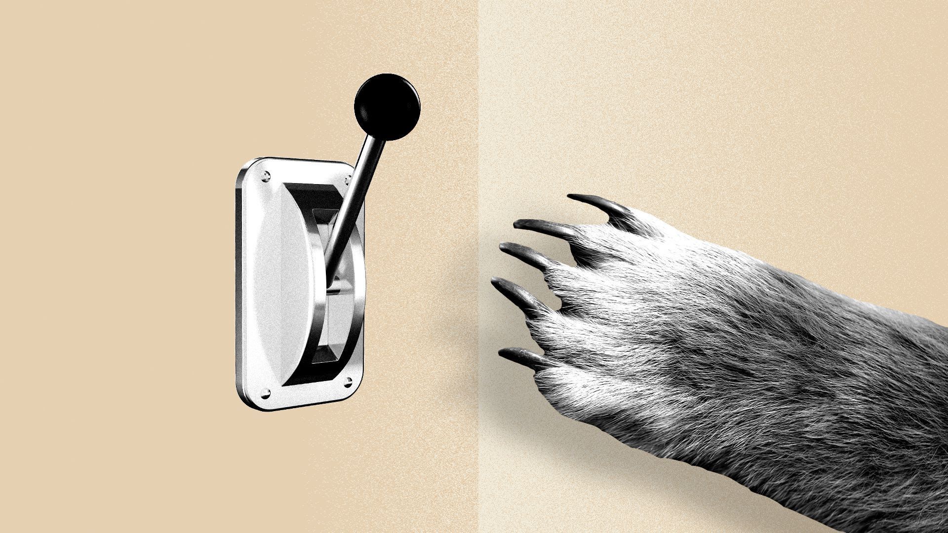Illustration of bear claw about to pull a lever