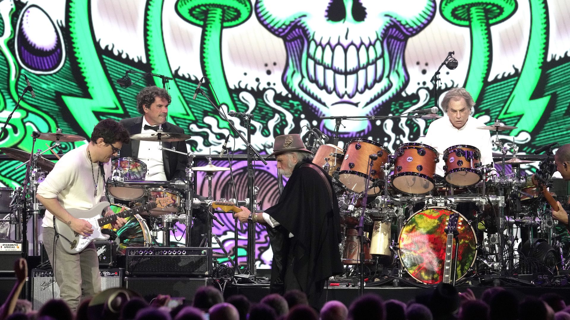 ohn Mayer and Jay Lane of Dead & Company, and Honorees Bob Weir and Mickey Hart of Dead & Company and of the Grateful Dead perform onstage at 2025 MusiCares Person Of The Year Honoring The Grateful Dead at Los Angeles Convention Center on January 31, 2025 in Los Angeles, California. (Photo by Jeff K