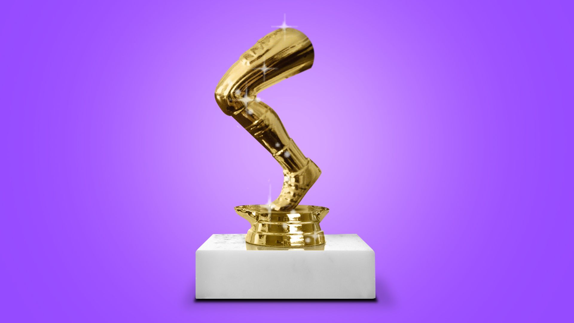 Illustration of a trophy made of just a golden leg. 